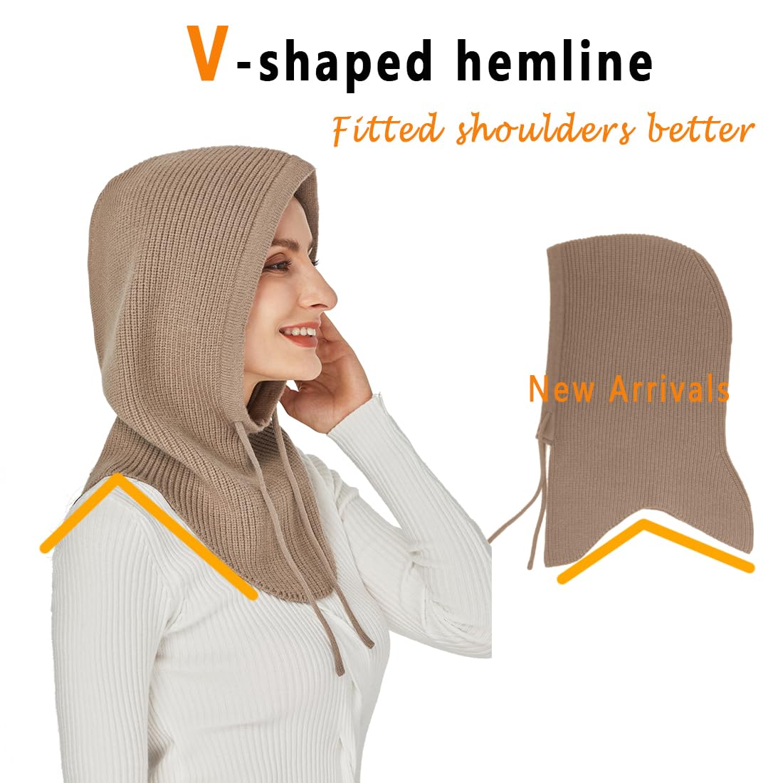 Facecozy Winter Hats for Women & Men - Wool Blend Hooded Scarf, Balaclava, Knit Skull Cap Beanie & Neck Gaiter - Warm Cold Weather Accessories for Skiing, Snowboarding & Outdoor Activities