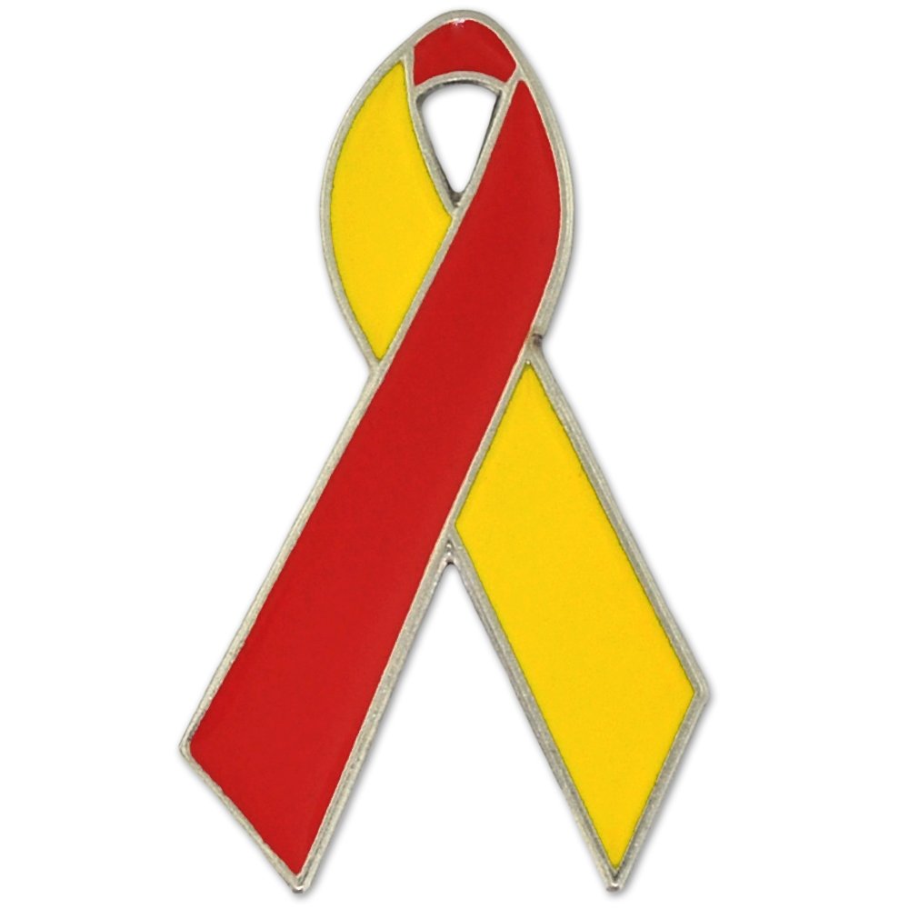 Red & Yellow Awareness Ribbon Enamel Lapel Pin - Cancer Support, Suicide Prevention & Mental Health Awareness - Wear for Fundraisers, Events & Everyday Advocacy