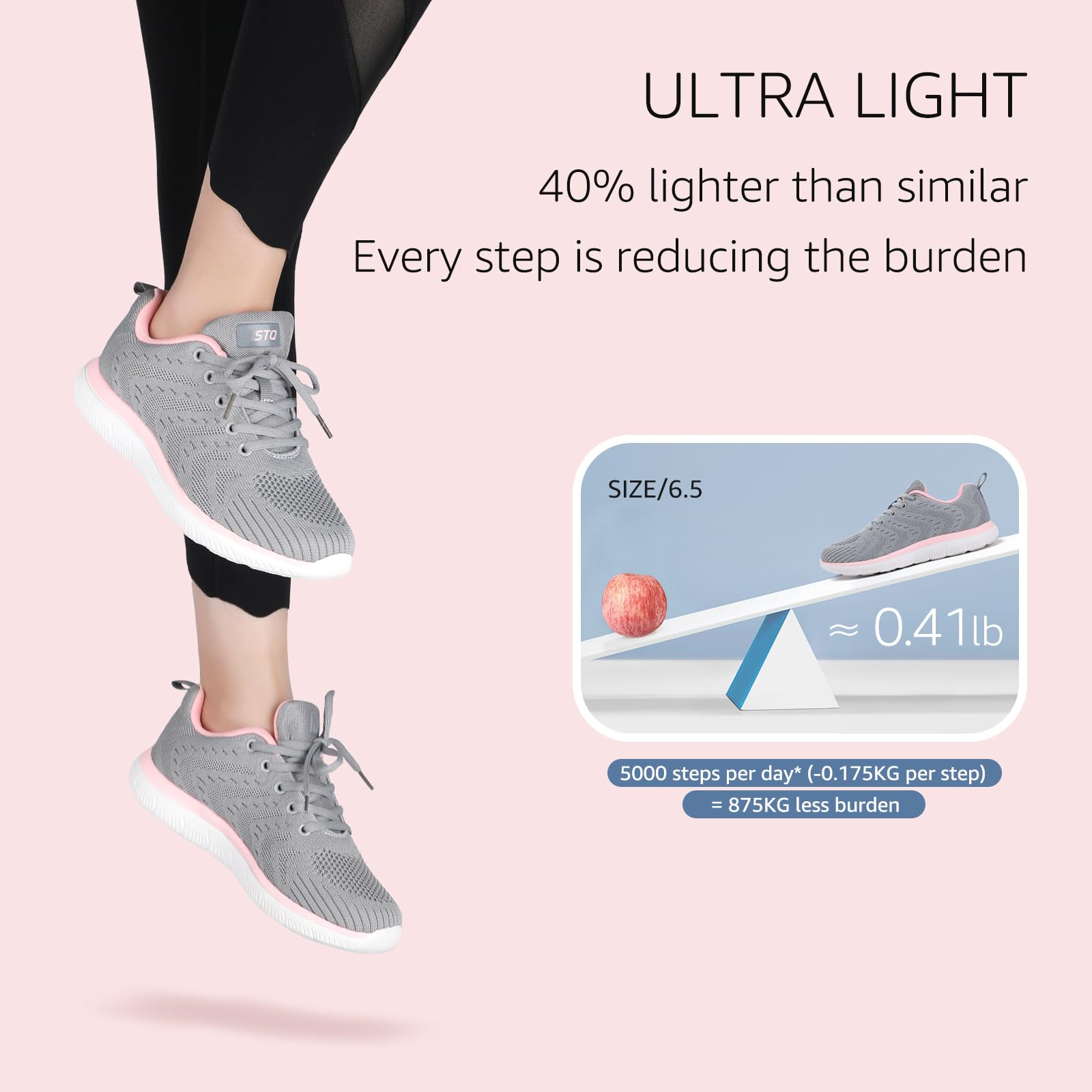 STQ Women's Lightweight Tennis Shoes - Comfortable Athletic Sneakers for Walking, Workout, Gym & Cross Training - Fashionable & Breathable for Sports & Daily Wear