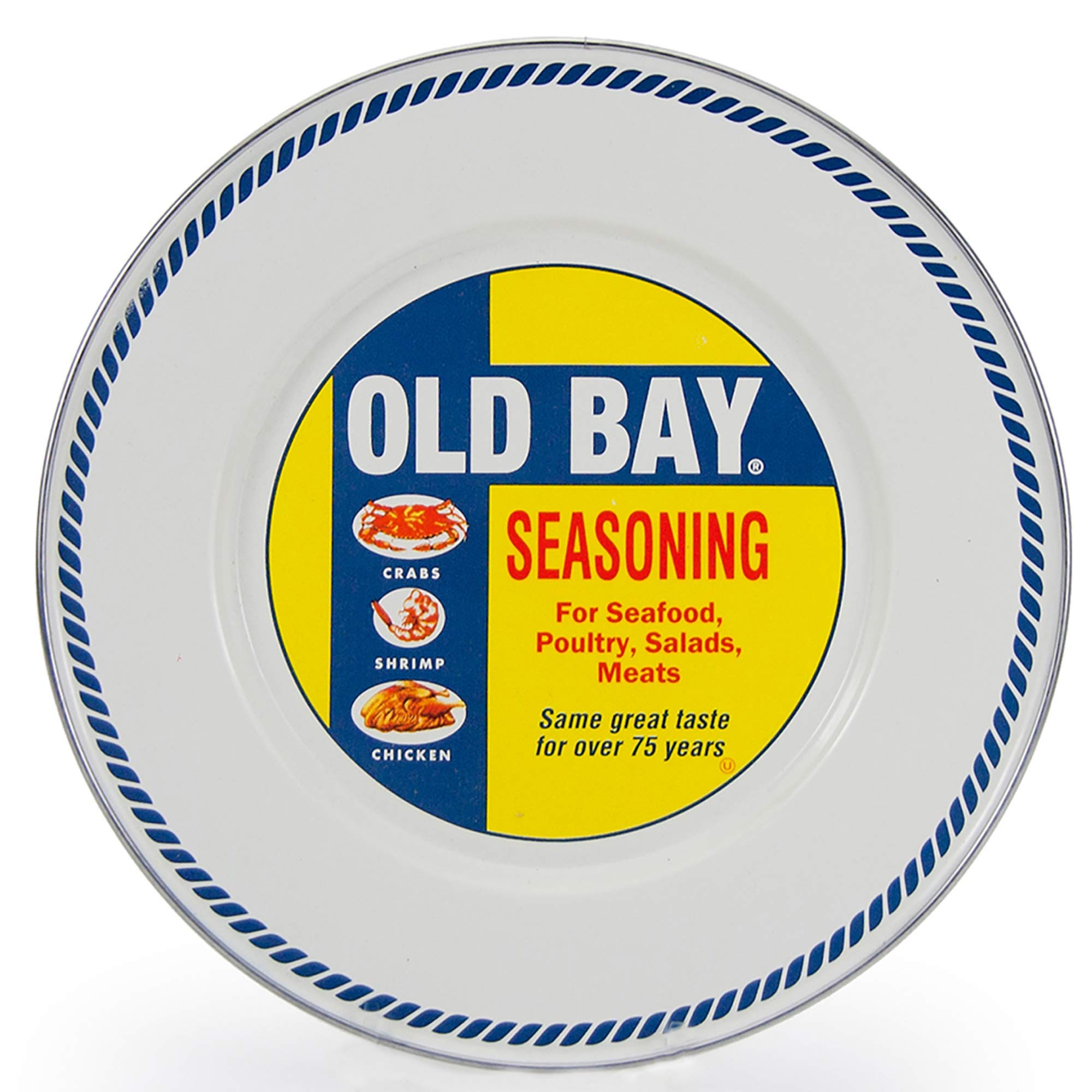 Golden Rabbit Enamelware Sandwich Plates - Set of 4 (8.5 Inch) Vintage Style Dinnerware for Picnics, Camping & Outdoor Dining - Old Bay Design