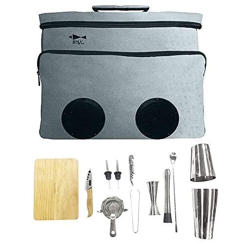 Premium 13-Piece Cocktail Travel Set - SKY FISH Bartender Kit with Bar Tools & Insulated Bag for Mixing Drinks at Home, Travel, Camping, Picnics & Outdoor Parties