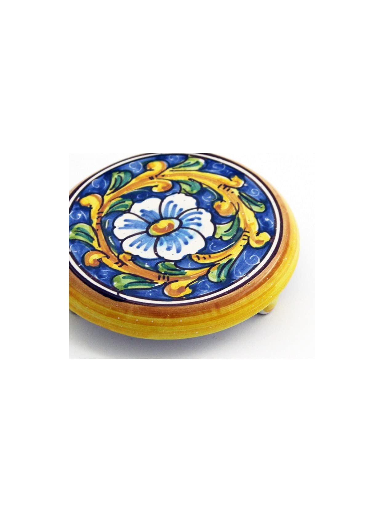 Handmade Sicilian Ceramic Coffee Maker Stand - Baroque Style Artisan Decor from Santo Stefano di Camastra | Perfect for Espresso Machines & Kitchen Counter Display