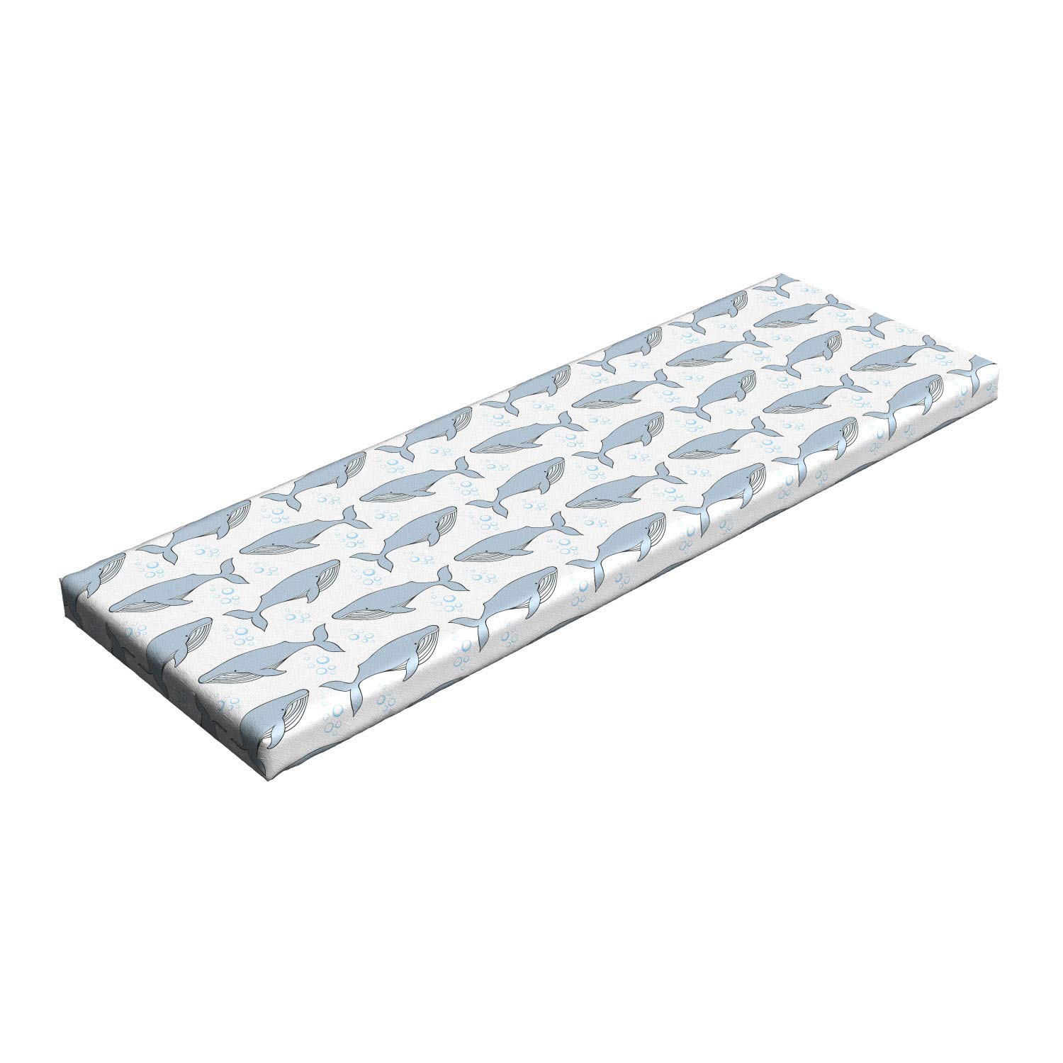 Ambesonne Whale Bench Pad - Cartoon Whales on Bubbles Design, Standard Size 45