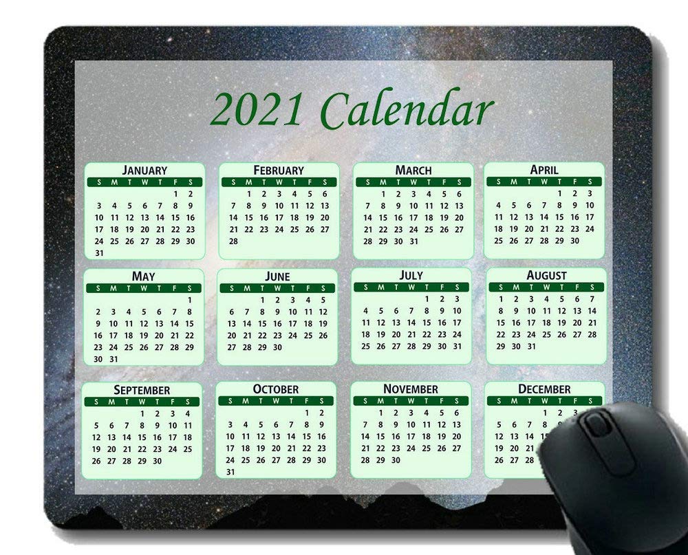 2021 Calendar Mouse Pad - Seasons of Different Colors, Solar Eruption Fire Sun Space Flare Design with Stitched Edge - Perfect for Office, Gaming & Home Computer Setup