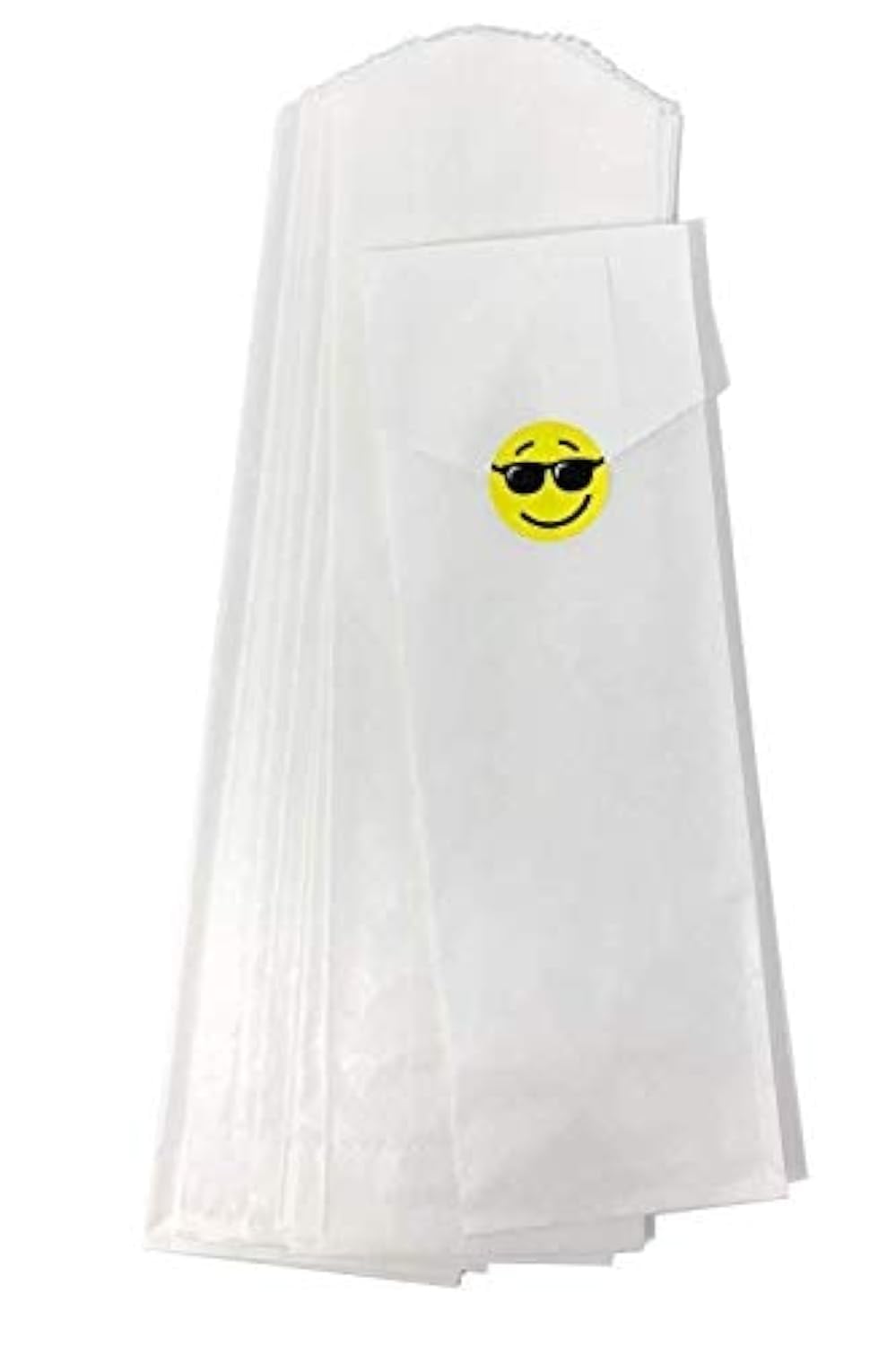 110-Count Disposable Silverware Bags - Bulk Paper Cutlery Sleeves for Parties, Weddings & Catering (Includes Smiley Face Stickers) - Eco-Friendly Utensil Holders for Churros, Snacks & On-the-Go Meals