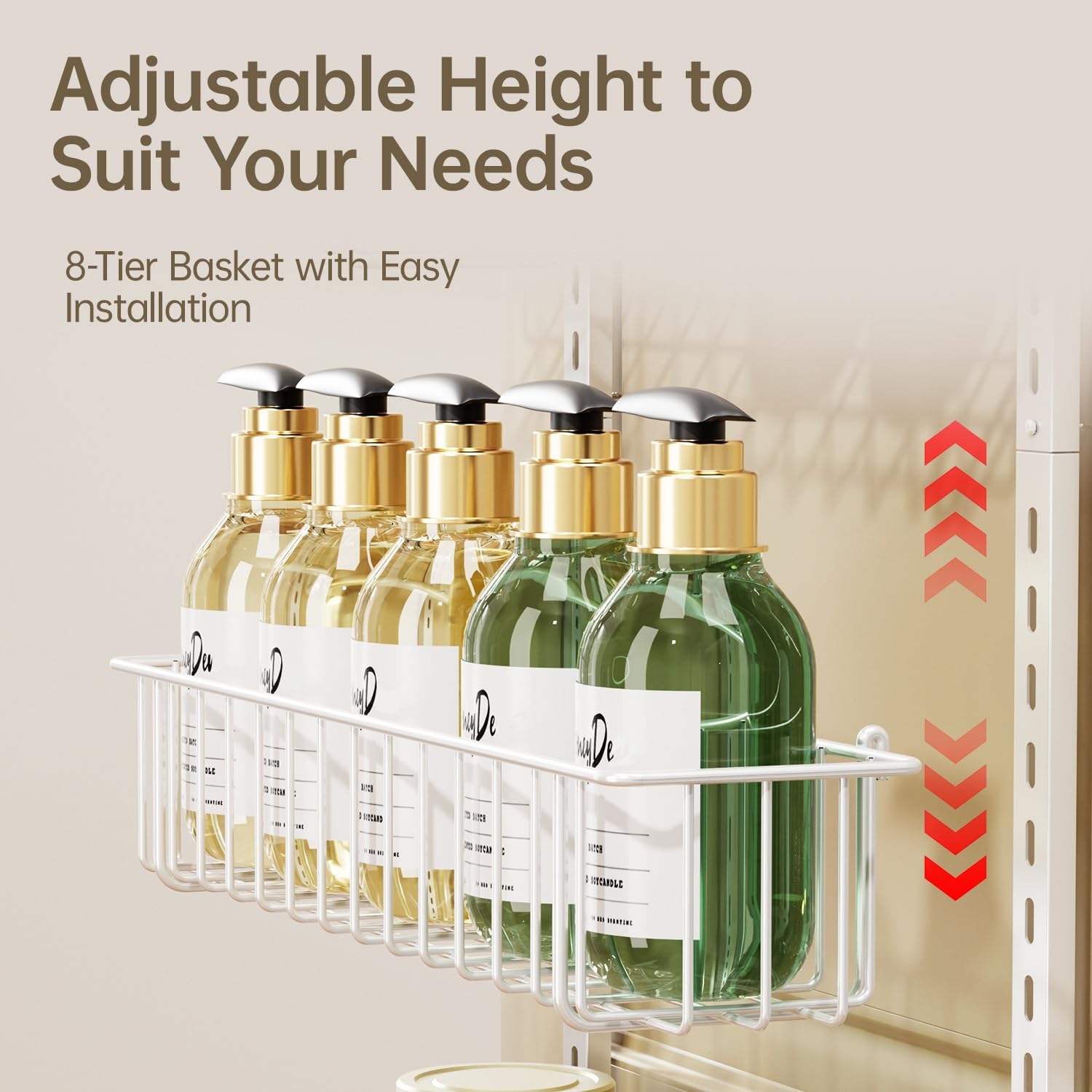 8-Tier Adjustable Hanging Spice Rack Organizer - Over The Door Cabinet Storage Shelf for Kitchen, Pantry, Bathroom & Laundry Room | Space-Saving Metal Shelf Organizer | Perfect for Spices, Toiletries & Cleaning Supplies (White)