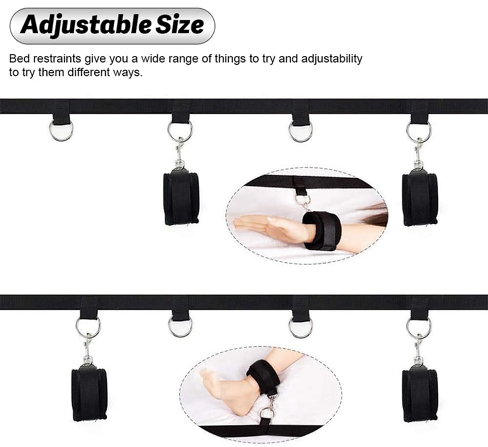 BDSM Bed Restraints Kit - Ankle & Wrist Cuffs for Adult Play