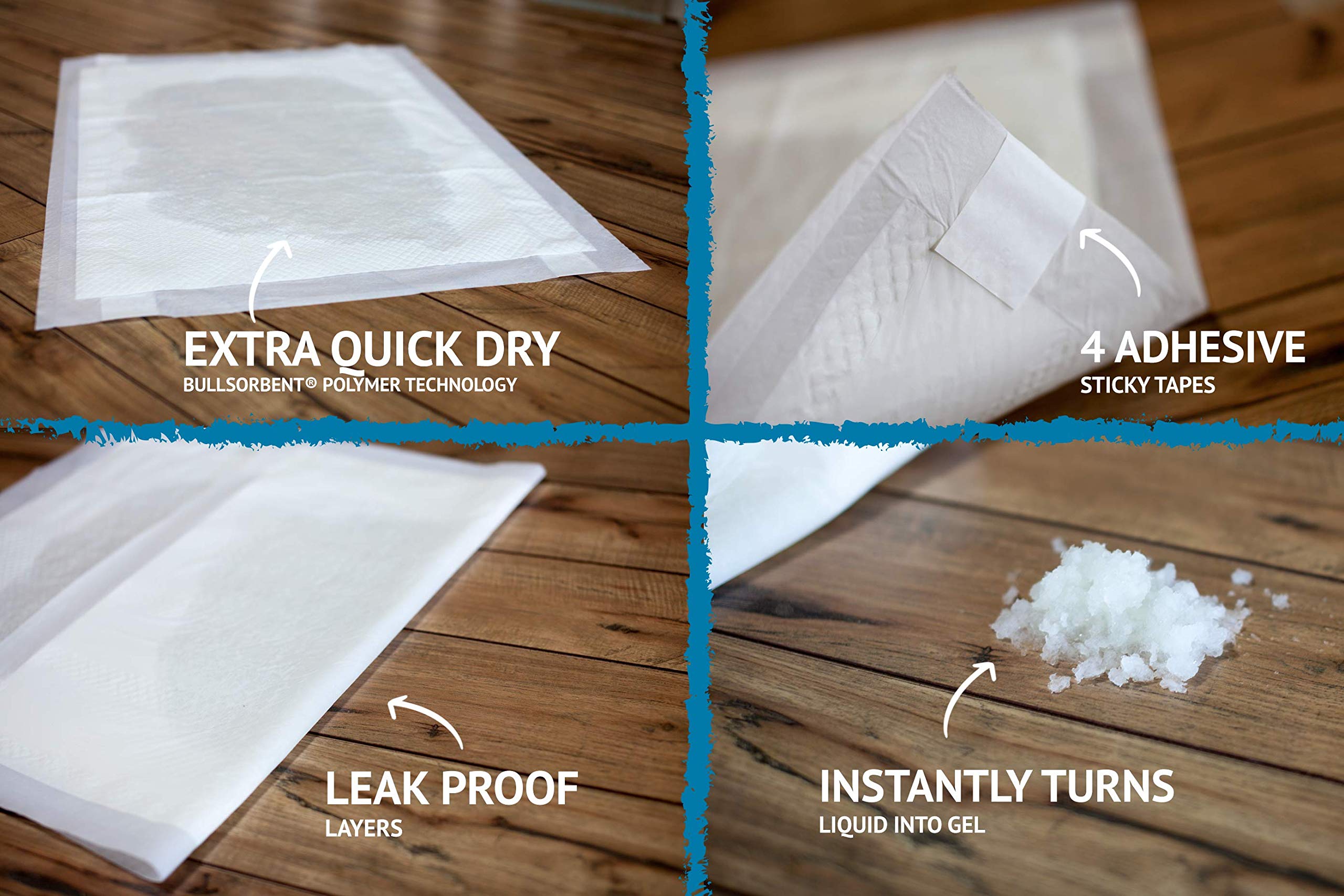 Bulldogology XL Puppy Pee Pads with Adhesive Tape - Extra Large 24x35 Inch Dog Training Pads | 6-Layer Quick-Dry Bullsorbent Technology | 360-Count White Wee Pads for Puppies & Adult Dogs | Ideal for House Training, Crate Use & Travel