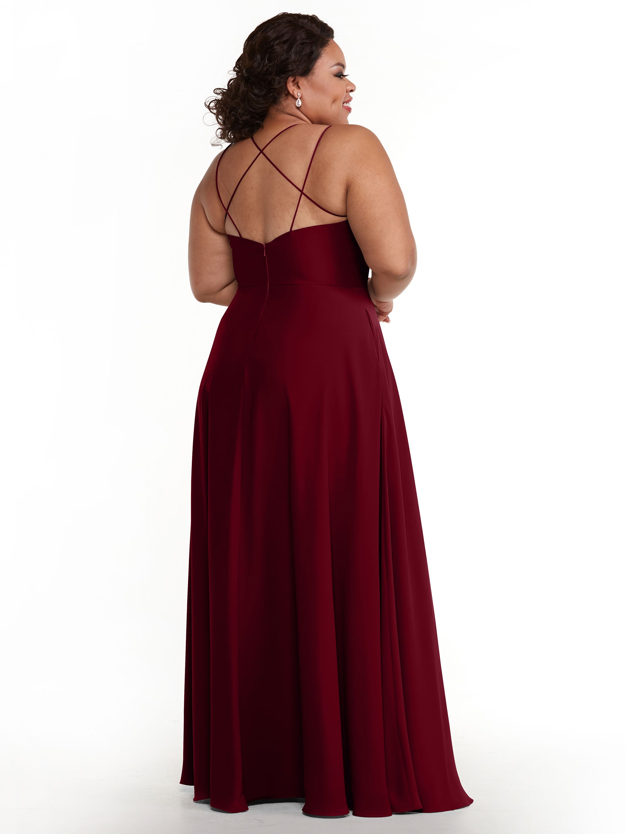 Elegant 83024 Stretch Chiffon A-Line Bridesmaid Dress with Pockets - Perfect for Weddings, Parties & Formal Events - Comfortable & Stylish Plus Size Option Available