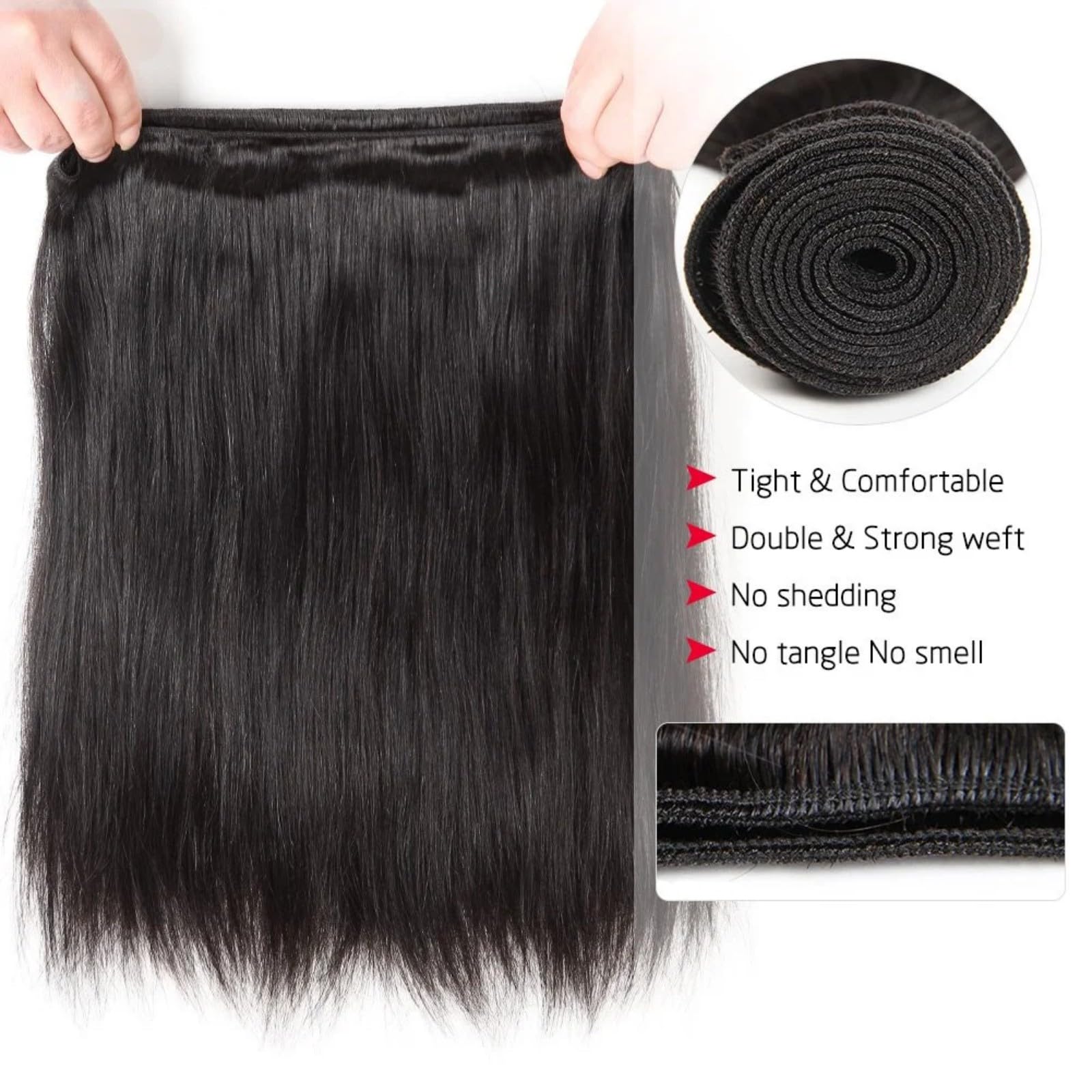 12A Brazilian Straight Virgin Human Hair Bundles - 4 Packs 20 22 24 26 Inch 100% Unprocessed Natural Black Hair Extensions for Women | Perfect for Daily Styling, Weaves & Professional Salon Use