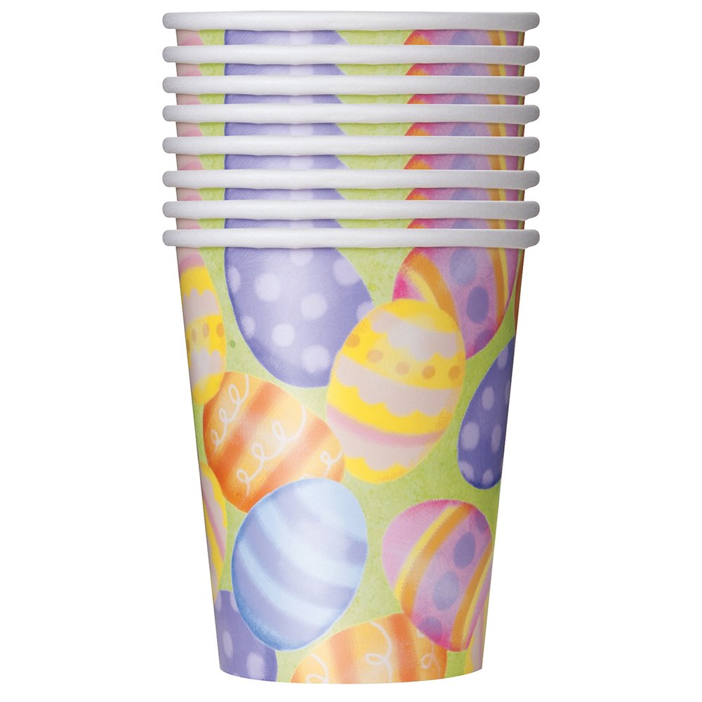 9 Oz Disposable Paper Cups for Spring & Easter - 8 Pack Colorful Party Cups | Perfect for Easter Egg Hunts, Spring Parties, Baby Showers & Outdoor Events