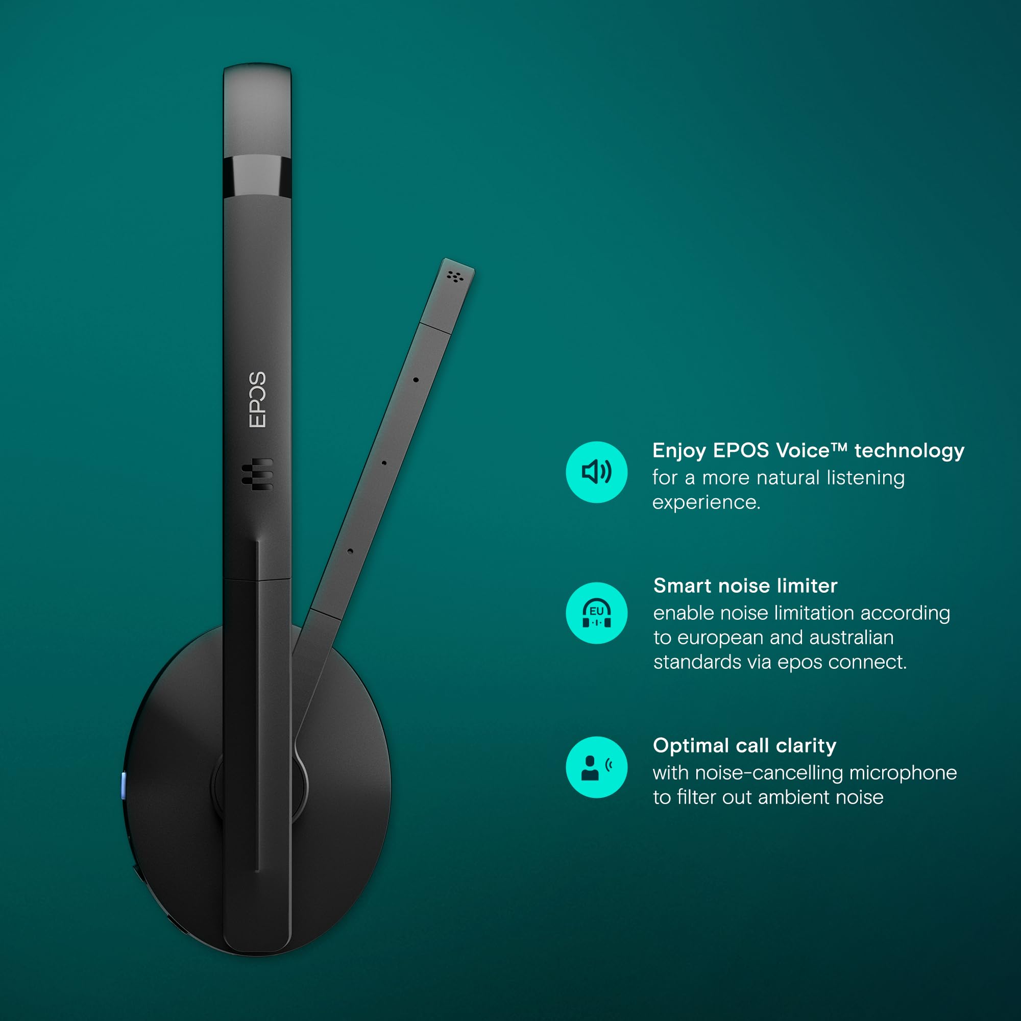 EPOS I SENNHEISER ADAPT 231 Wireless Bluetooth On-Ear Headset with USB-C Adapter - Certified for Microsoft Teams & UC - Black | Perfect for Remote Work, Video Conferencing & Office Use