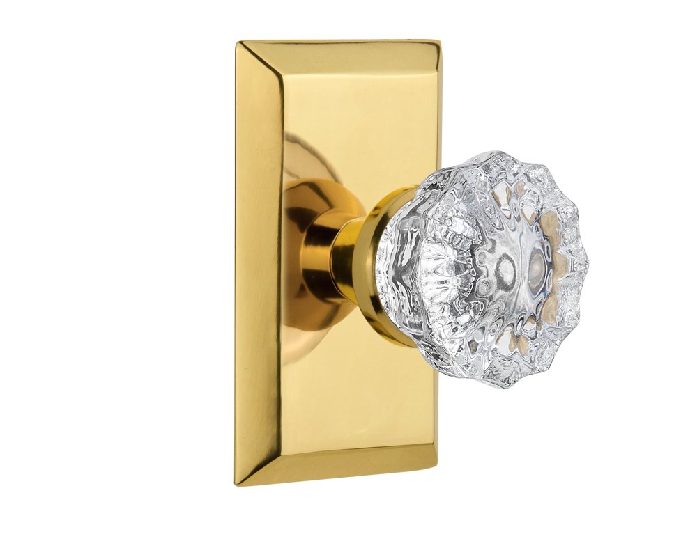 Vintage Style Studio Plate with Crystal Glass Knob for Door Privacy - 2.75