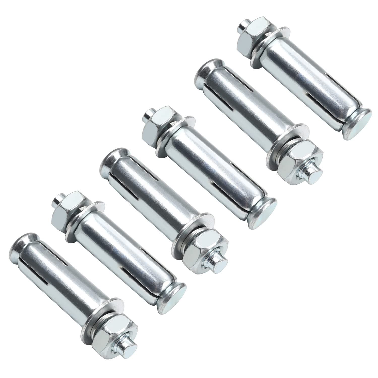 M8x60mm Zinc Plated Steel Expansion Bolts with Nuts - for Fence & AC Installation (10pcs)