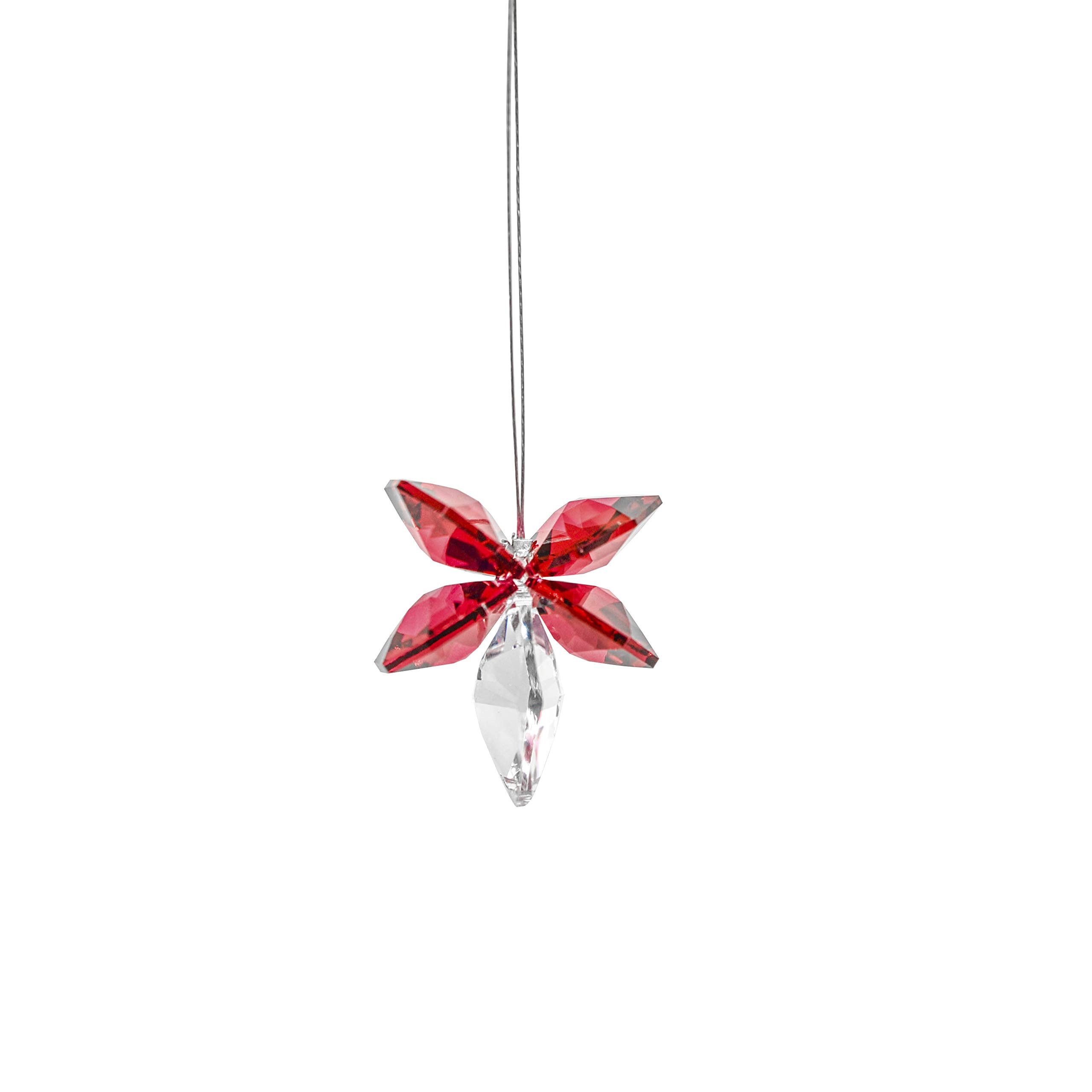Swarovski Crystal Red Butterfly Car Pendant - Lucky Charm Mascot Ornament for Car Interior & Home Decor | Romantic Gift for Her, Birthday, Valentine's Day | Perfect for Dashboard, Rearview Mirror, or Wall Decoration