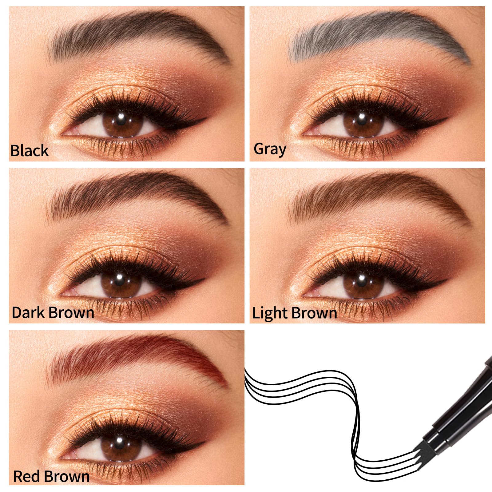 Natural Brow Eyebrow Pen - Waterproof Microblading Eyebrow Pencil for Women, Long-Lasting Brown Eyebrow Makeup (Red Brown) - Perfect for Daily Use, Professional Makeup & Special Occasions