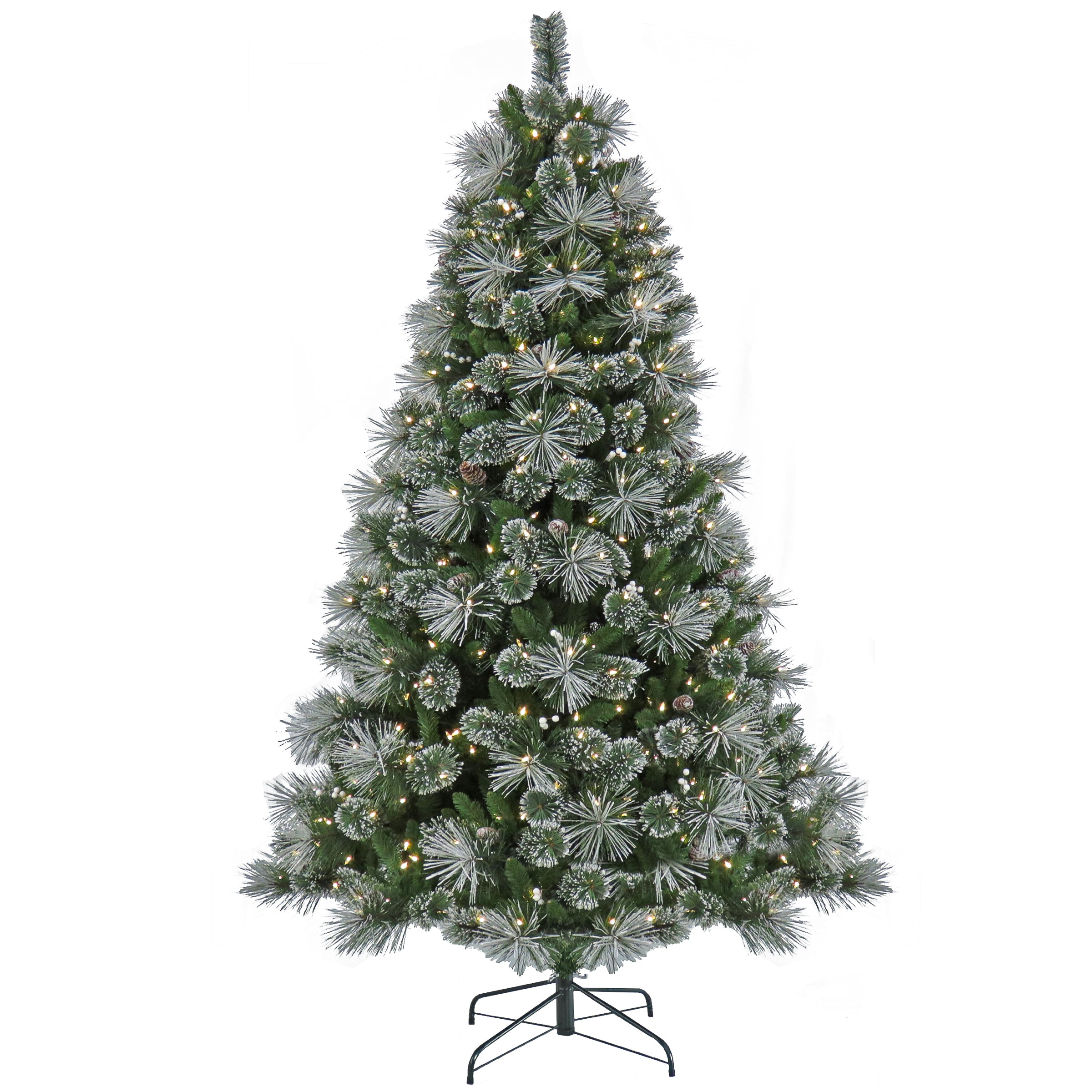 7.5 ft Pre-Lit Bryson Pine Artificial Christmas Tree with 500 Warm White LED Lights - Perfect for Indoor Holiday Decorations & Festive Home Decor