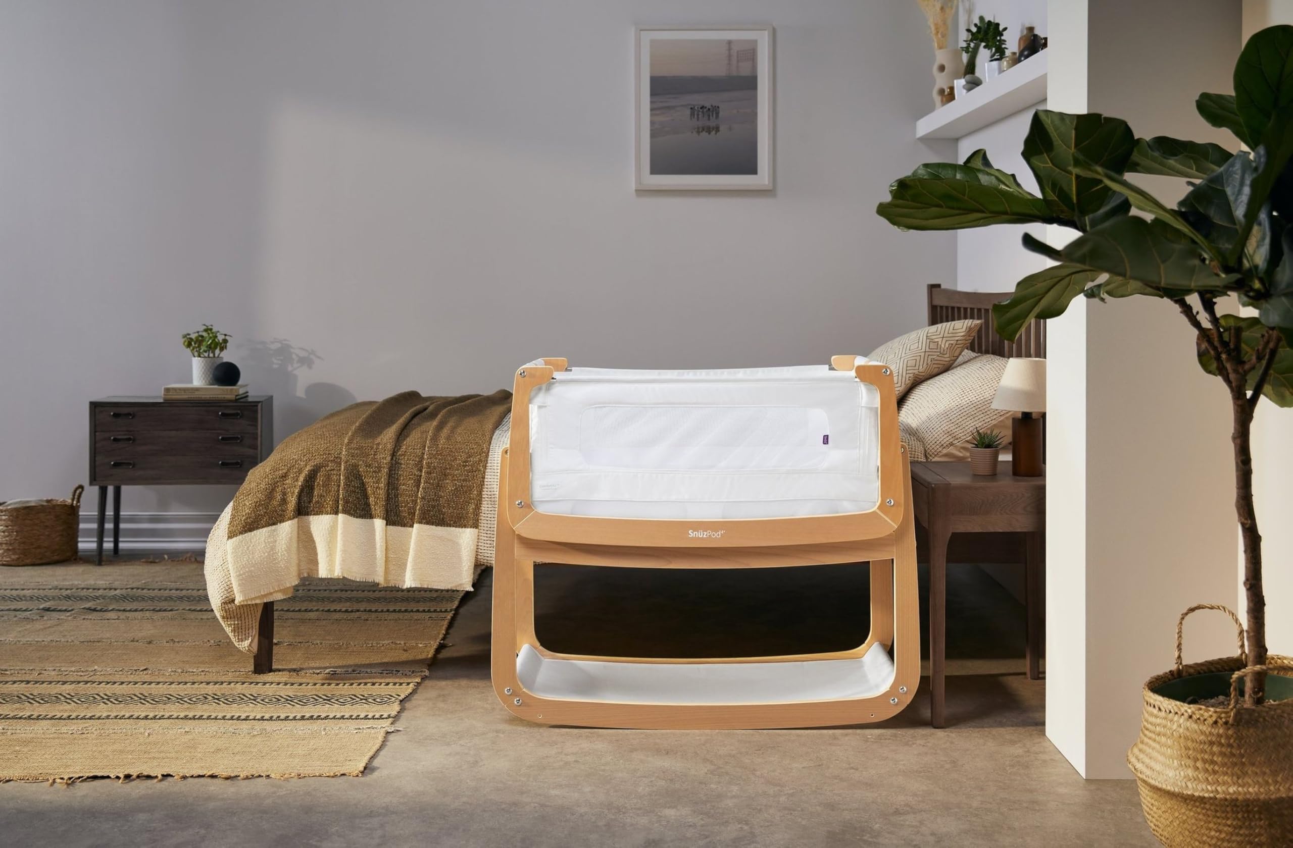 SnuzPod 4 Rocking Baby Bassinet Bedside Sleeper - Lightweight Portable Crib with 3D Breathable Mattress, 6 Height Adjustments & Comfort Incline Mode - Perfect for Nursery, Bedside Co-Sleeping & Travel