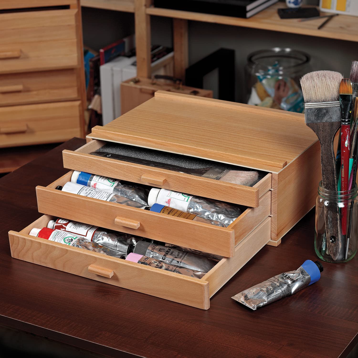 HG Art Concepts Artists Storage Chests - Premium Studio Organizer for Paint Tubes, Brushes, Pencils & Markers (3-Drawer & 4-Drawer Options) - Perfect for Art Studios, Craft Rooms & Classroom Organization