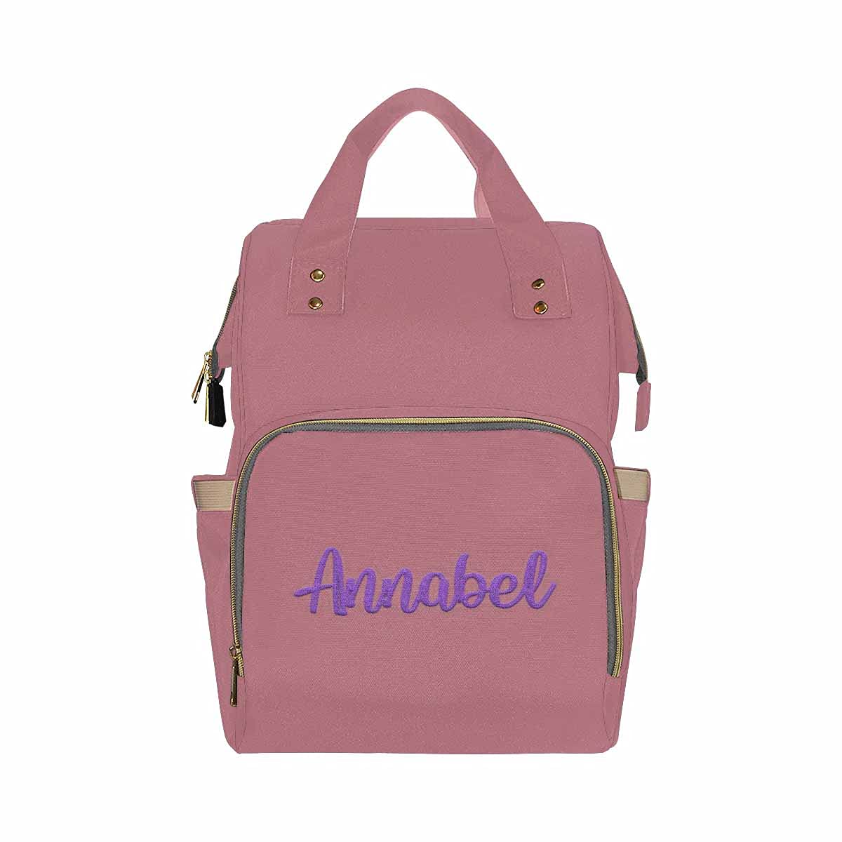 Artsadd Custom Embroidered Diaper Backpack - Personalized Pink Baby Bag with Name for Mom, Waterproof Nursing Travel Daypack for Girls & Boys | Perfect Baby Shower Gift & Everyday Use for Moms on-the-go