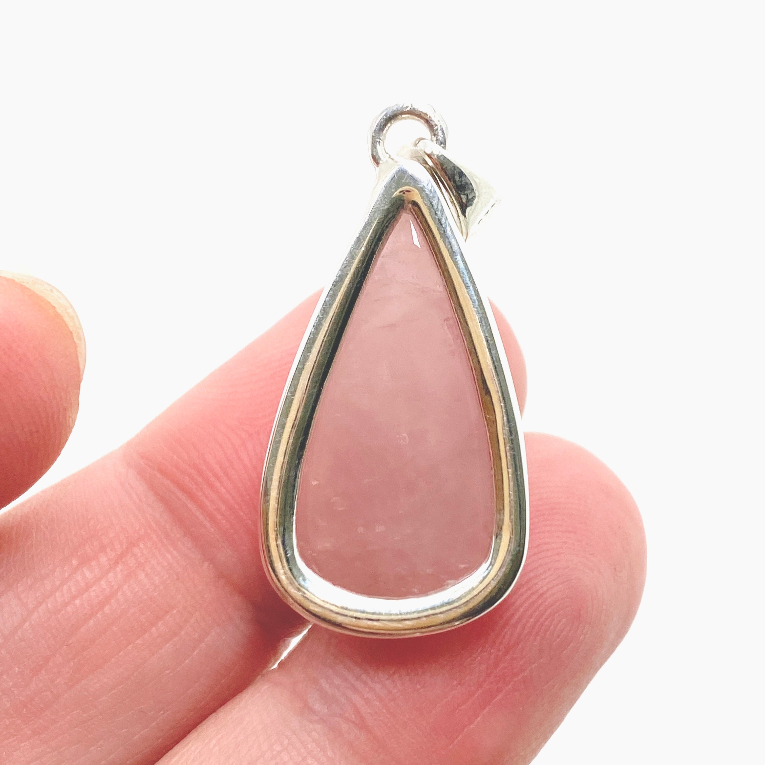 Rose Quartz Teardrop Cabochon Pendant Necklace KPGJ4690 - Healing Crystal Jewelry for Meditation, Yoga & Spiritual Balance