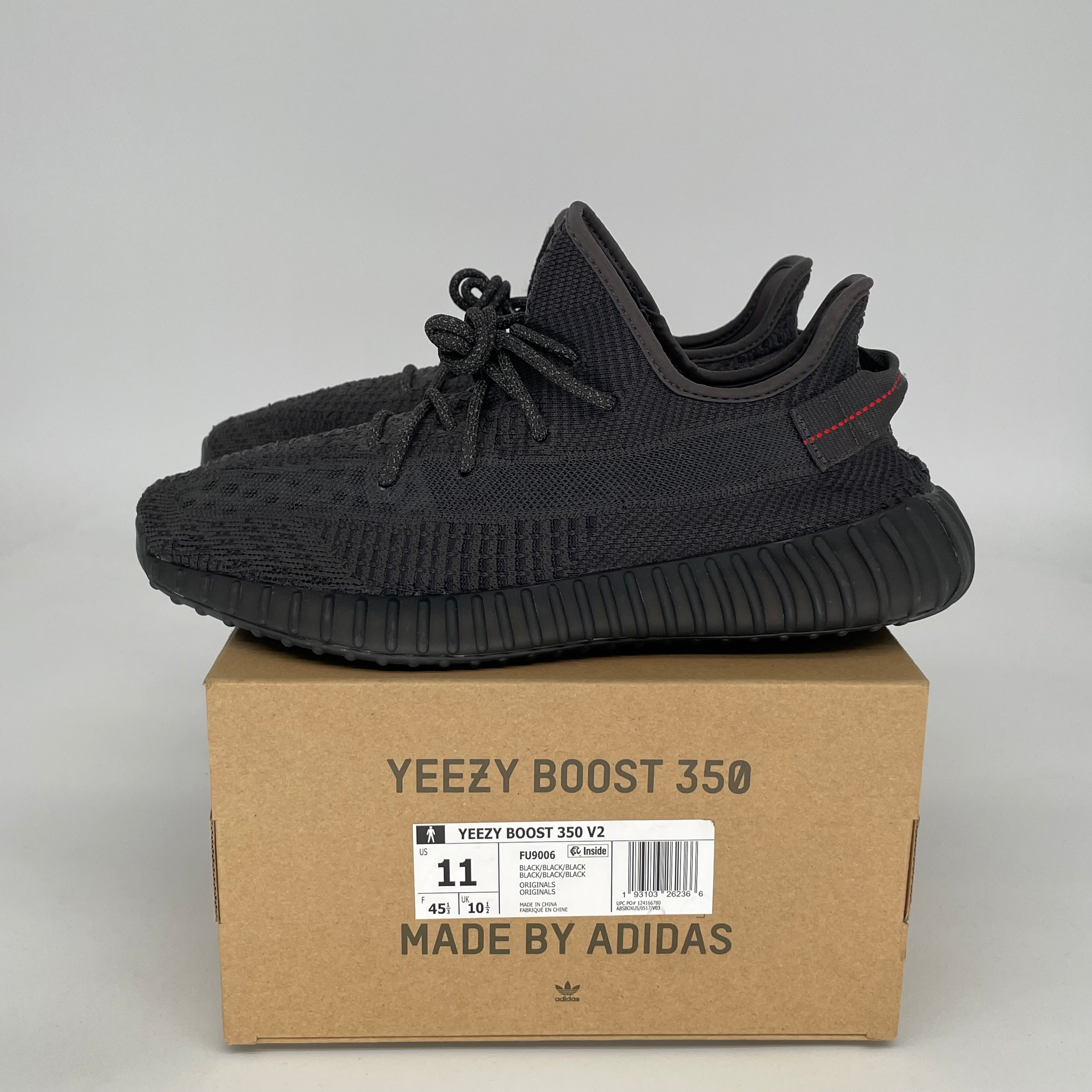 Adidas Yeezy Boost 350 V2 Black Non-Reflective Men's Running Shoes Size 11 - Style Code FU9006 | Perfect for Streetwear, Gym & Casual Outfits