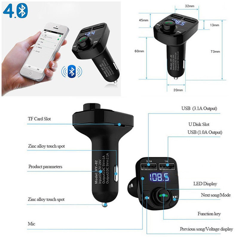 Wireless Bluetooth FM Transmitter for Car - MP3 Player, Hands-Free Calling & Dual USB Charger - Perfect for Road Trips and Commuting