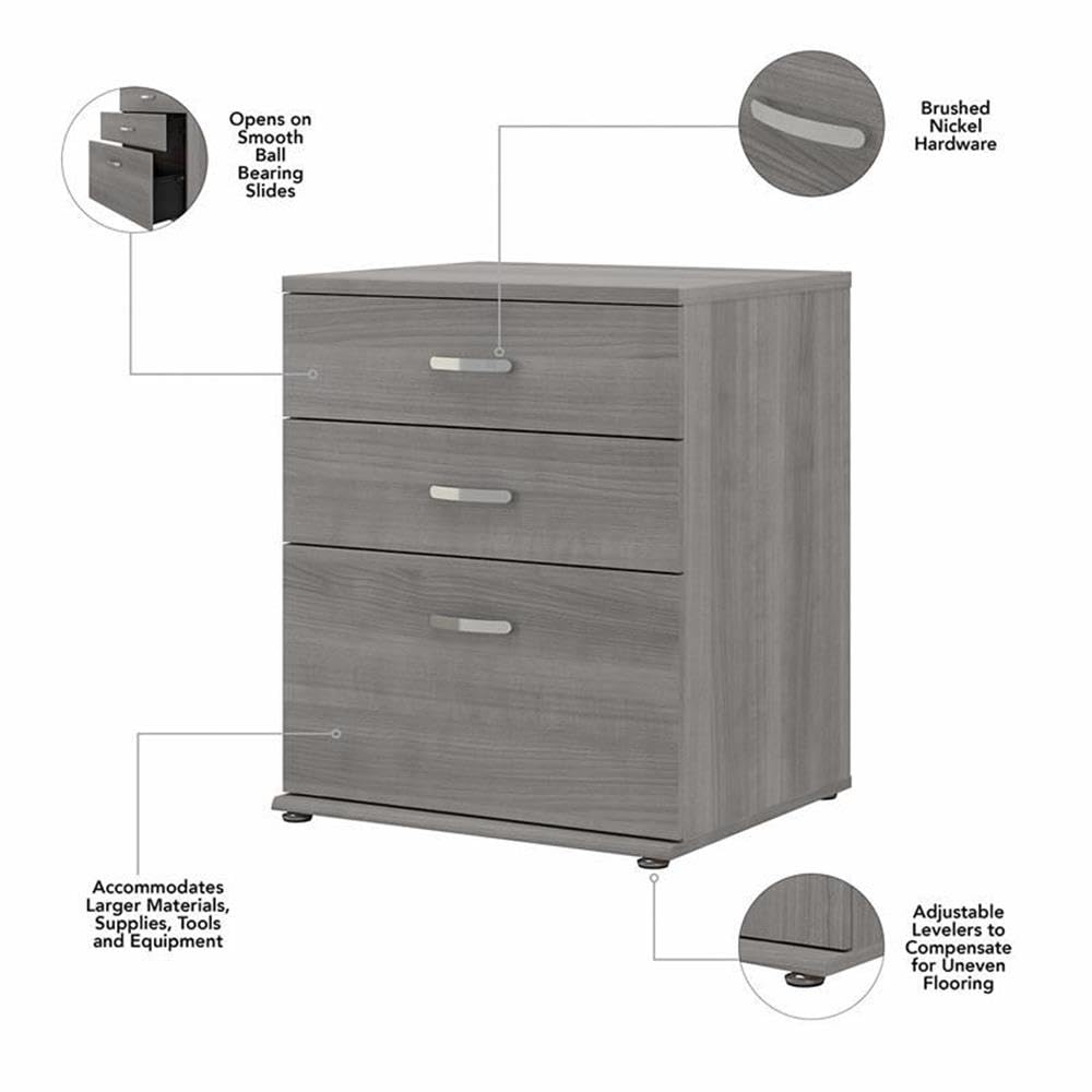 Bush Business Furniture Universal Closet Organizer with Drawers - Platinum Gray Storage System for Home & Office Organization | Perfect for Bedrooms, Walk-in Closets & Office Storage