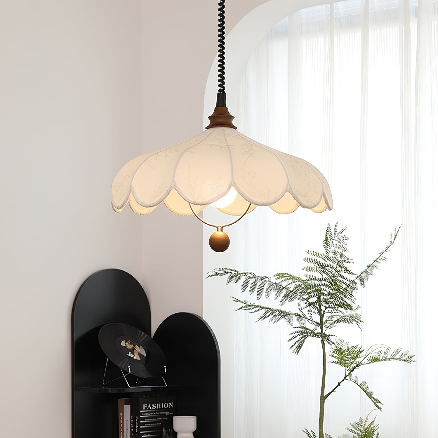 Lily Fabric Pendant Light - Modern Handmade Hanging Lamp for Living Room, Bedroom, Dining Room & Nursery - Elegant Home Decor Lighting Fixture