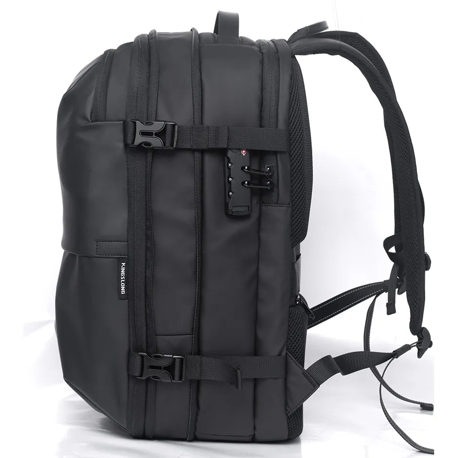 Travelite 17.3 Inch Vacuum Compression Travel Backpack with Hand Pump - Lightweight Carry-On Luggage for Airplane, Camping & Outdoor Adventures (Black)
