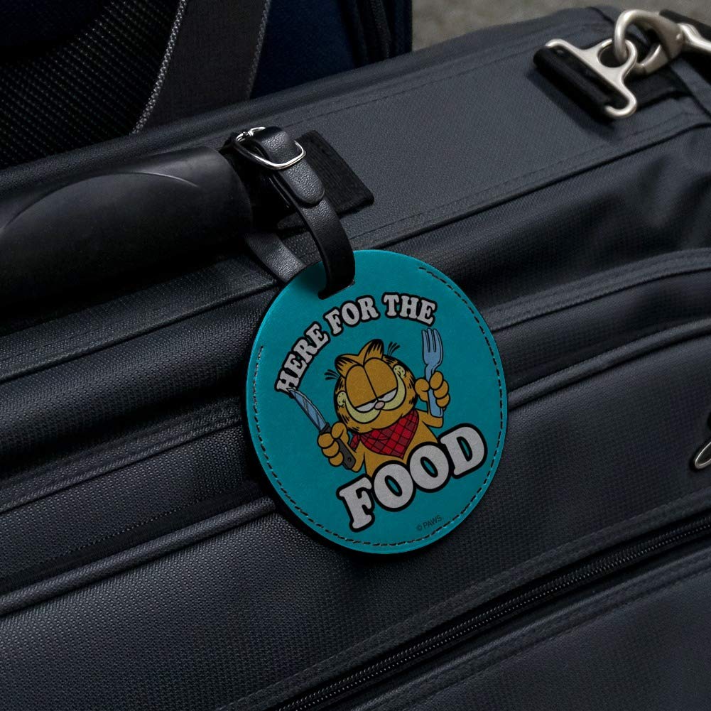 Garfield Themed Round Leather Luggage Tag - Funny Food Inspired Suitcase ID Tag for Carry-On Bags | Perfect for Travel, Business Trips & Gift Giving