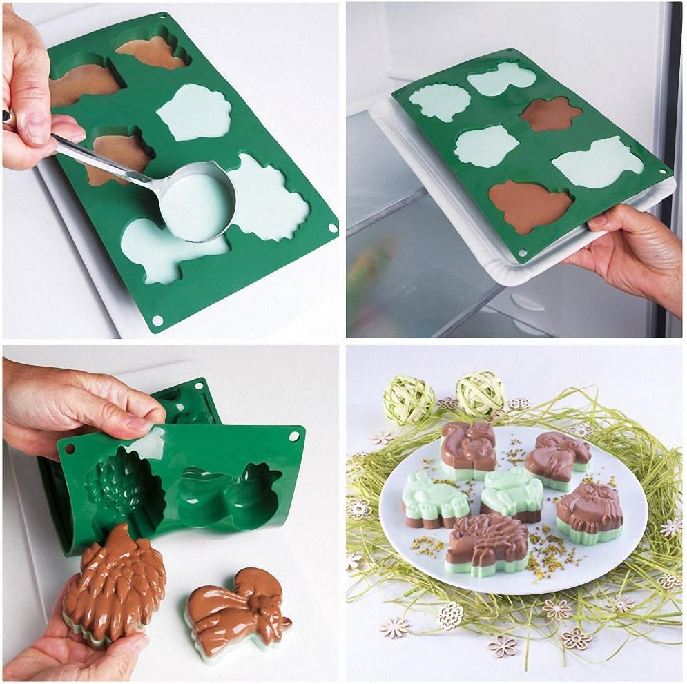 Skyatil 2-Pack Large 3D Silicone Animal Soap Molds for Jello, Chocolate, Cake, Fondant, Candy, Cookies, Baking, Clay, Ice, DIY Resin Crafts - Bear Shape Molds for Gummy, Hard Candy & Decorative Handmade Projects (Perfect for Birthday Parties, Baby Showers & Holiday Treats)