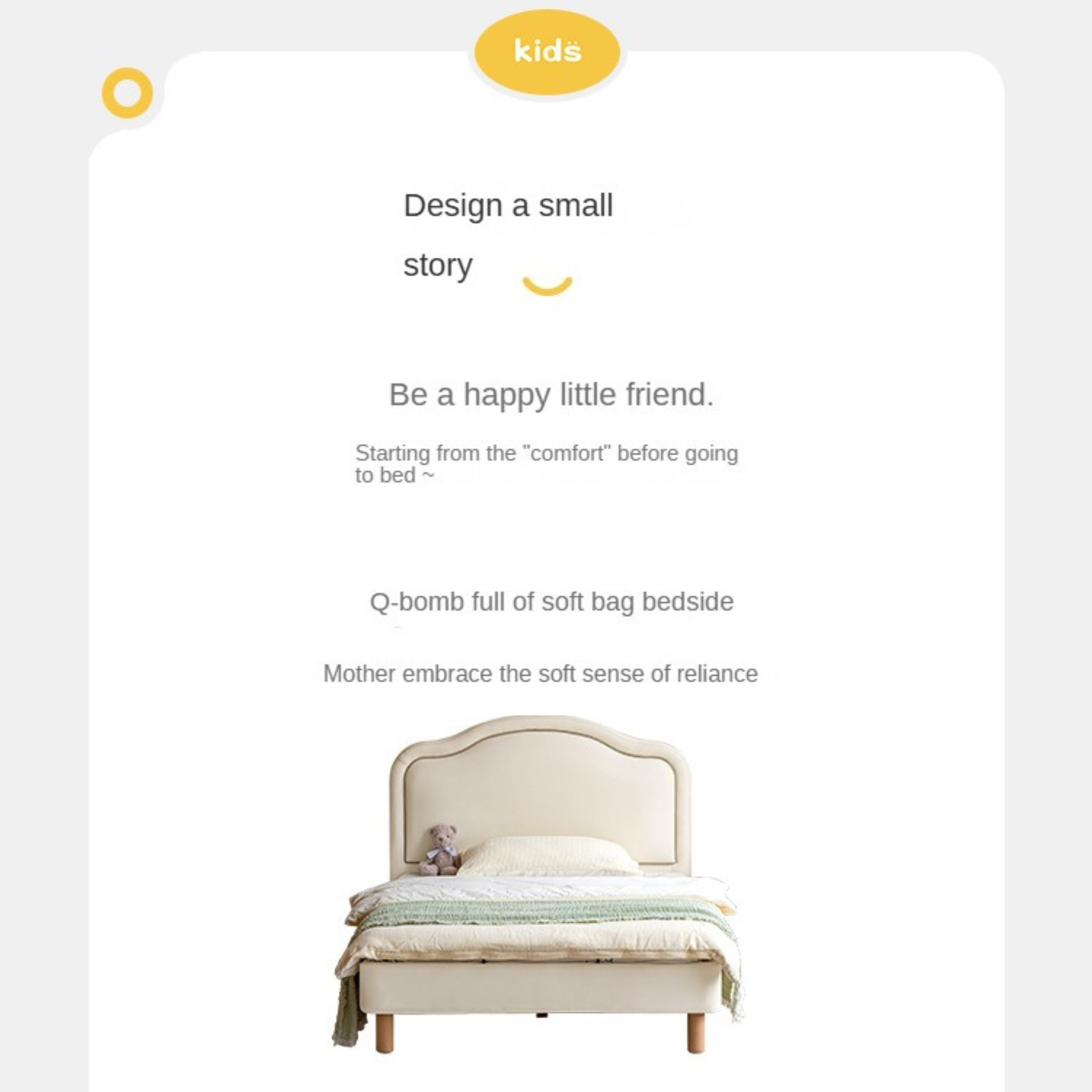 Organic Leather Cream Style Soft Kids Bed – Premium Comfort for Nursery, Bedroom & Playroom – Safe & Durable Toddler Bed for Sweet Dreams