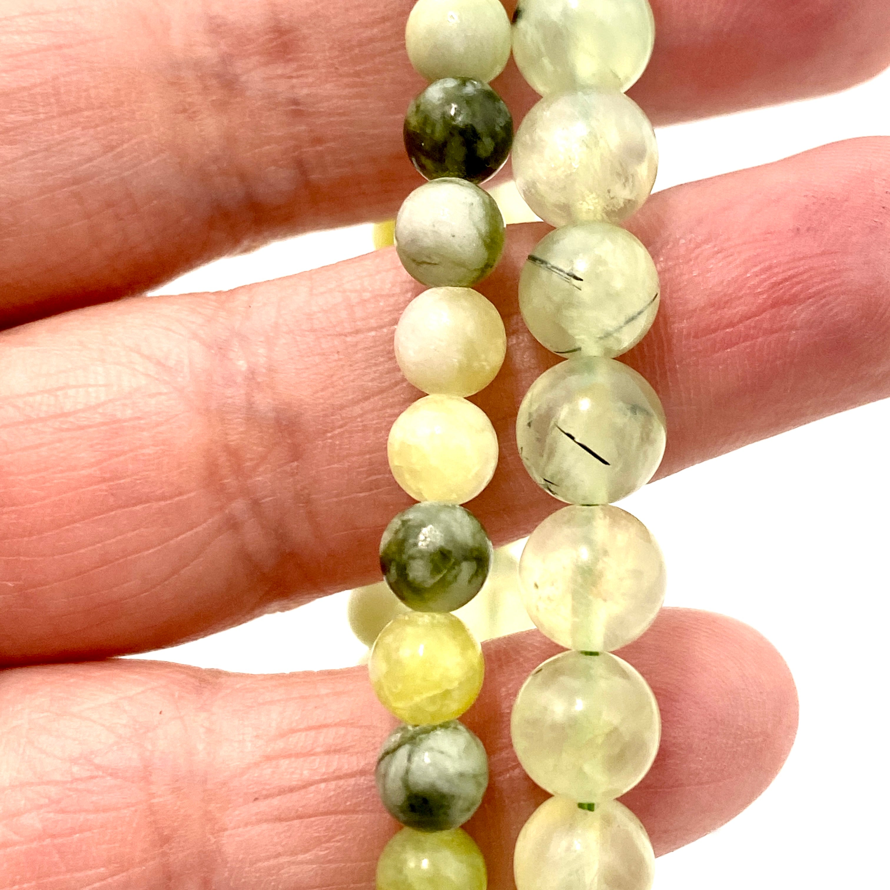 Natural Prehnite and Epidote Gemstone Bracelet for Women - Healing Crystal Jewelry for Meditation, Energy Balancing & Spiritual Wellness