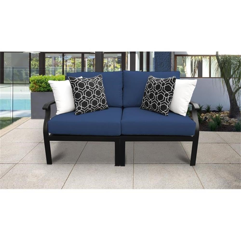 TK Classics Kathy Ireland Madison Ave. 2-Piece Aluminum Patio Furniture Set in Navy - Outdoor Dining Set for Garden, Poolside & Backyard Relaxation