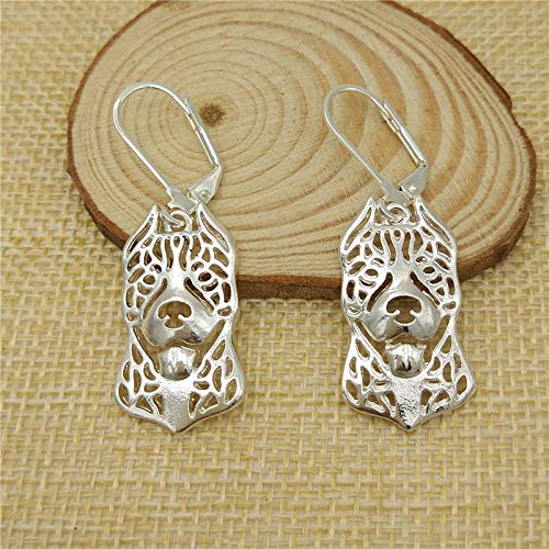 Pit Bull Jewelry Set for Women - 925 Sterling Silver Dog Earrings & Necklace | American Staffordshire Terrier Pendant & Chain | Perfect Gift for Dog Moms | Great for Casual Wear, Dog Lover Gifts & Pet Memorial Jewelry