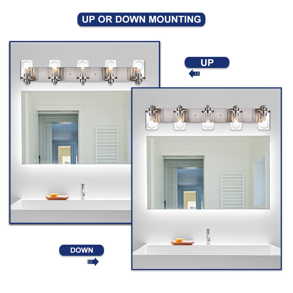 Farmhouse Bathroom Vanity Light Fixtures - Brushed Nickel Wall Sconce Lighting for Mirror, Modern Bathroom Vanity Lights for Bedroom, Kitchen & Living Room - Perfect for Bathroom Makeovers, Bedroom Accent Lighting & Kitchen Decor