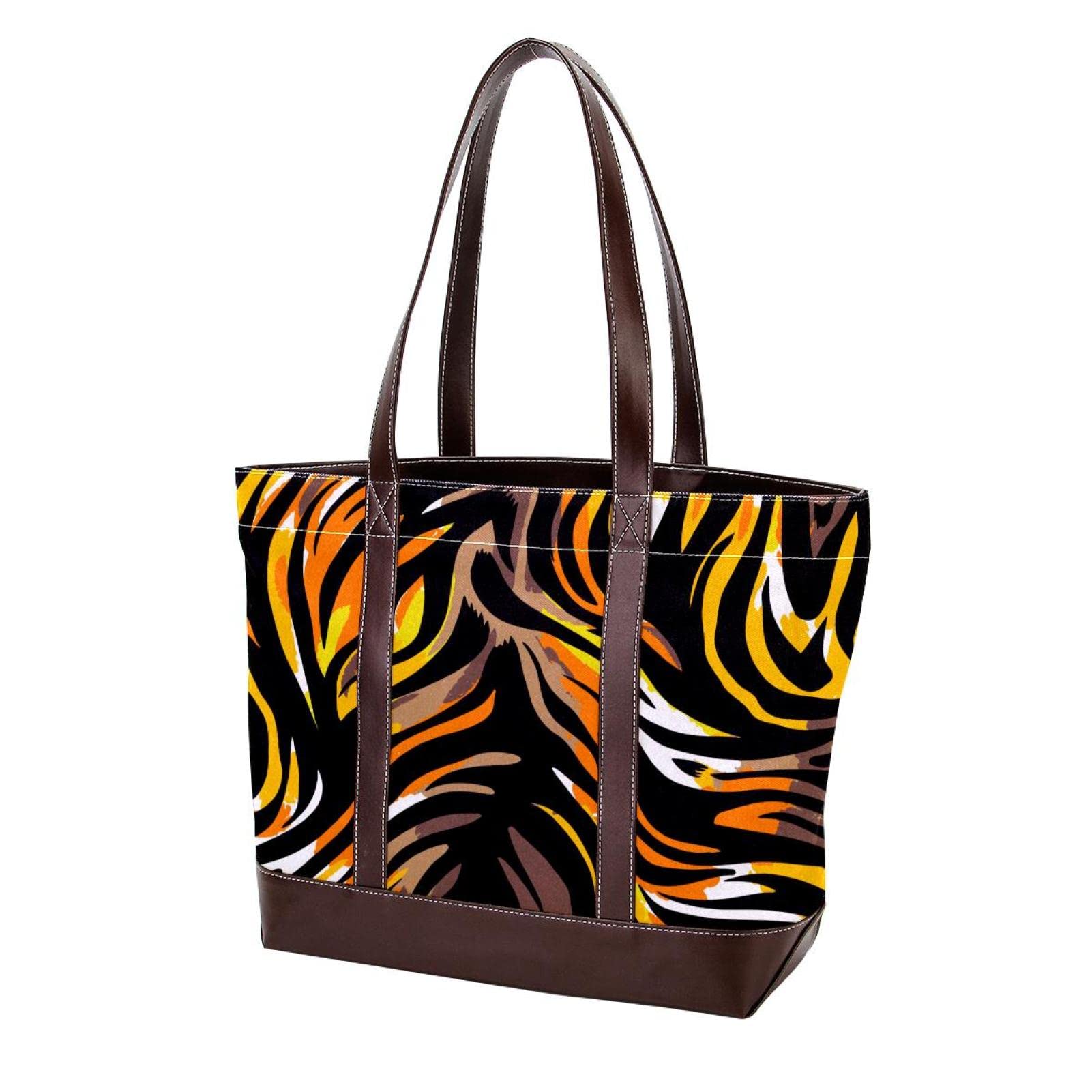 Floral Print Tote Bags for Women - Large Leather Canvas Shoulder Bag with Top Handle, Hobo Satchel Purse - Perfect for Work, Shopping & Travel Accessories