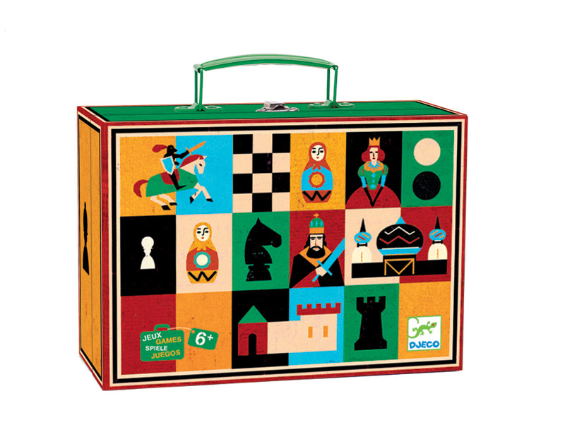 Premium Djeco Wooden Chess & Checkers Set - Classic Strategy Board Game for Kids & Adults - Perfect for Family Game Nights & Educational Play