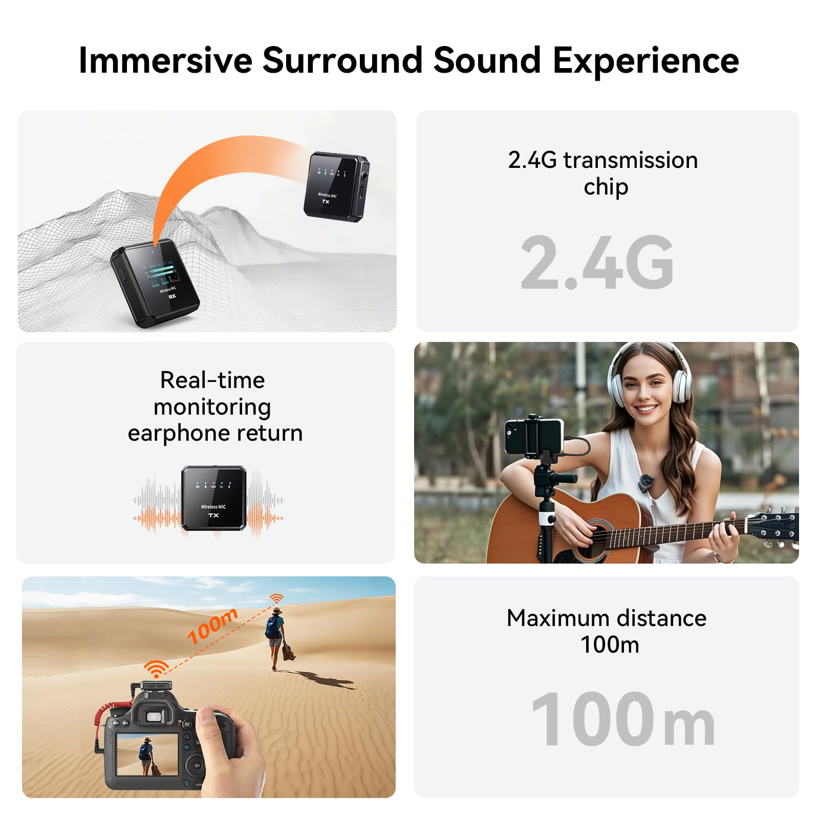 NANK Wireless Lavalier Microphone for iPhone Android Camera - Clip on Lapel Mic with Noise Cancelling, 30H Battery Life, 328ft Range - Mini Lav Mic for Interview, Podcast, Video Recording, Vlog, YouTube, Live Streaming & Online Meetings