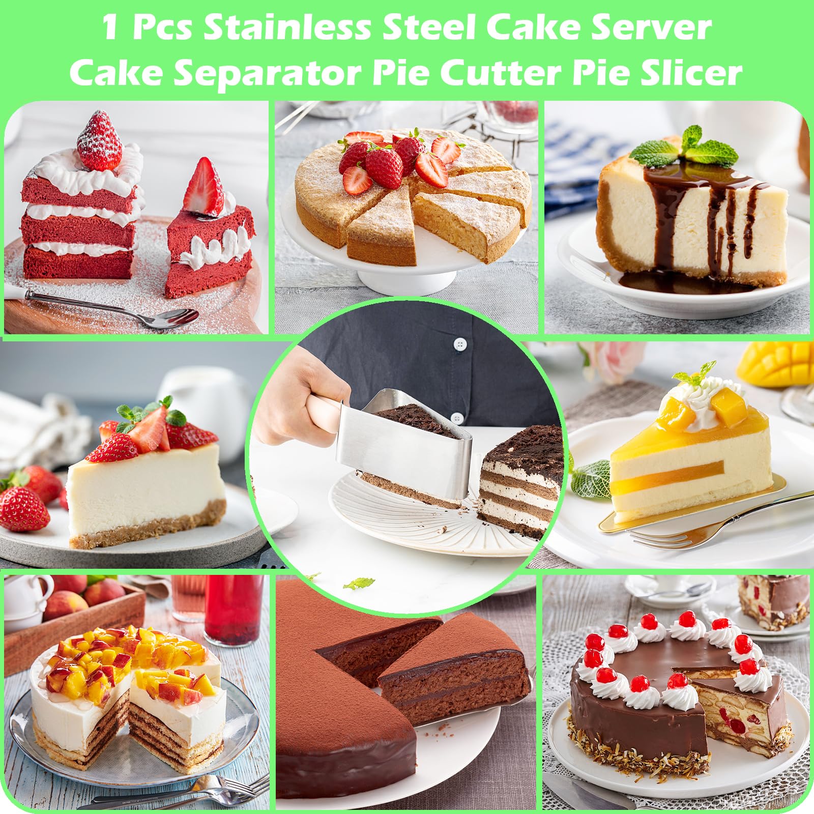 Premium Stainless Steel Cake Cutter & Server - Double Handle Adjustable Cake Slicer for Wedding, Birthday, Party - Perfect for Cake Cutting, Pie Serving & Dessert Presentation
