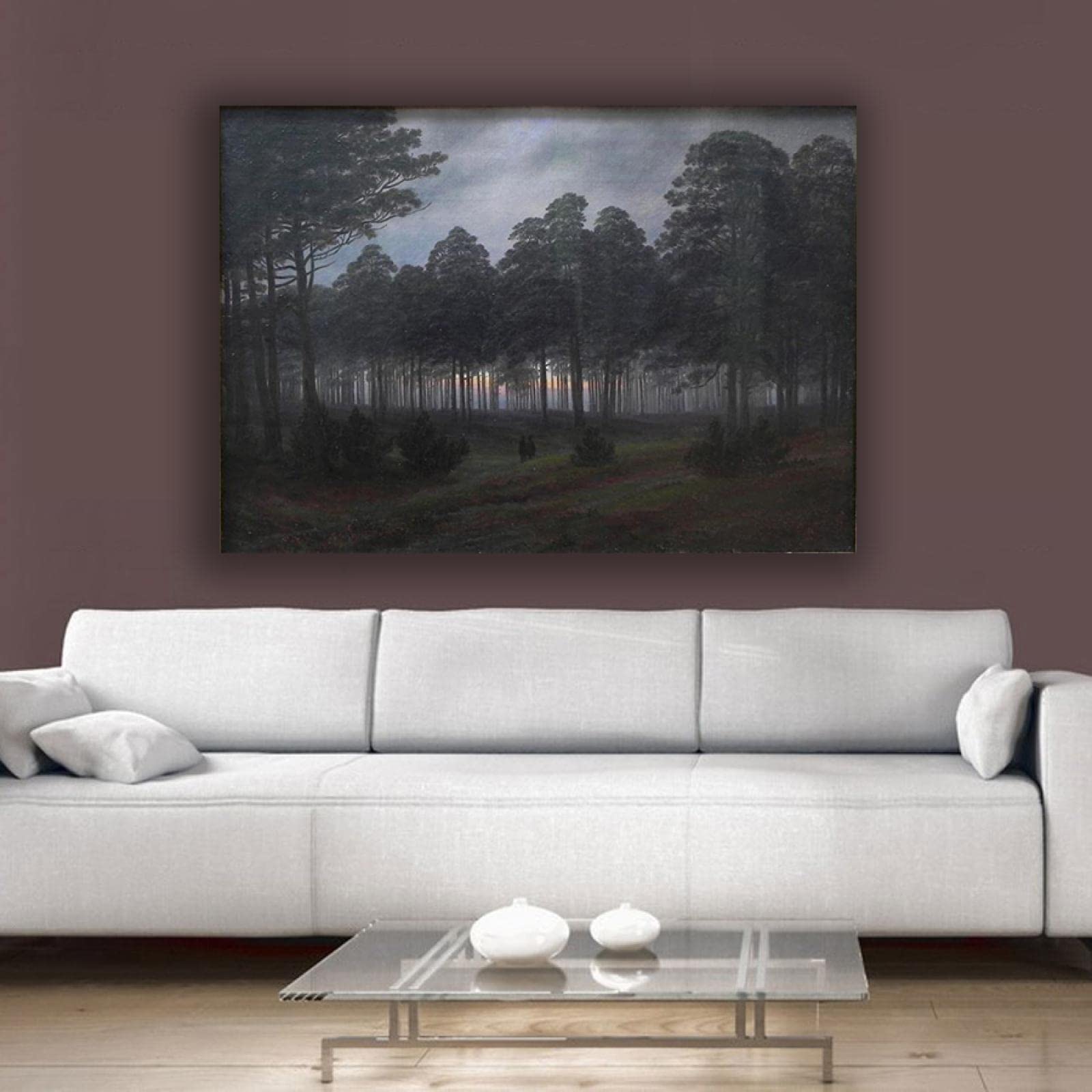 Caspar David Friedrich 'Evening' Framed Canvas Print - 60x90cm Wall Art Poster for Living Room, Bedroom & Office Decor - Premium Home Artwork Gift