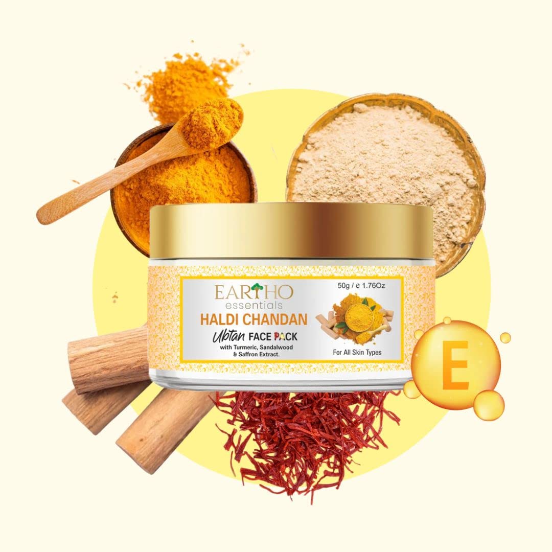 Eartho Essentials Aloe Vera Rose Hydrating Glow Gel with Rose Petal Extract, Aloe Vera Pulp & Saffron Extract 100g + Turmeric Sandalwood Pack 50g - Hydrating Face Mask for Dry Skin, Perfect for Daily Skincare Routine & Spa Treatments