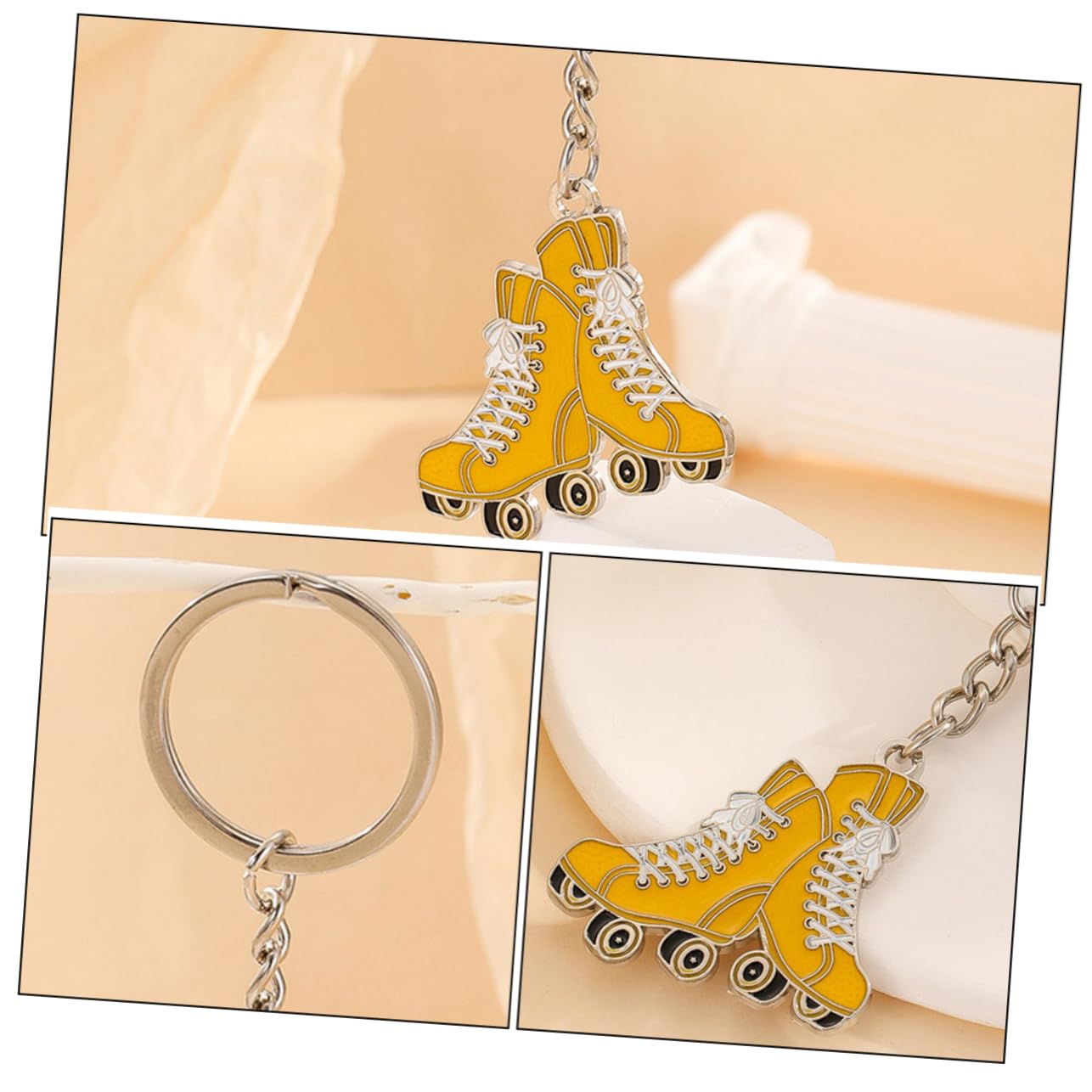 SKISUNO Metal Skate Keychains - Roller Skate Key Pendants for Girls & Boys - Durable Key Buckles for Skateboarders & Roller Skaters - Perfect for Backpacks, Gym Bags & Skate Gear Accessories