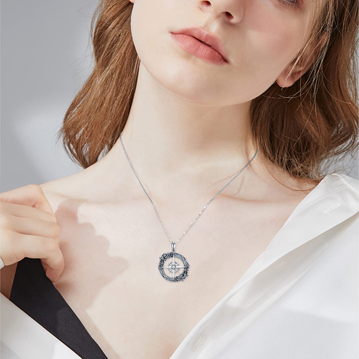 925 Sterling Silver Crystal Necklace for Women - Phoenix, Rose Compass, Apple, Horse, Bunny & Dolphin Charms | Elegant Jewelry Gift for Teachers, Nurses, Graduation & Everyday Wear
