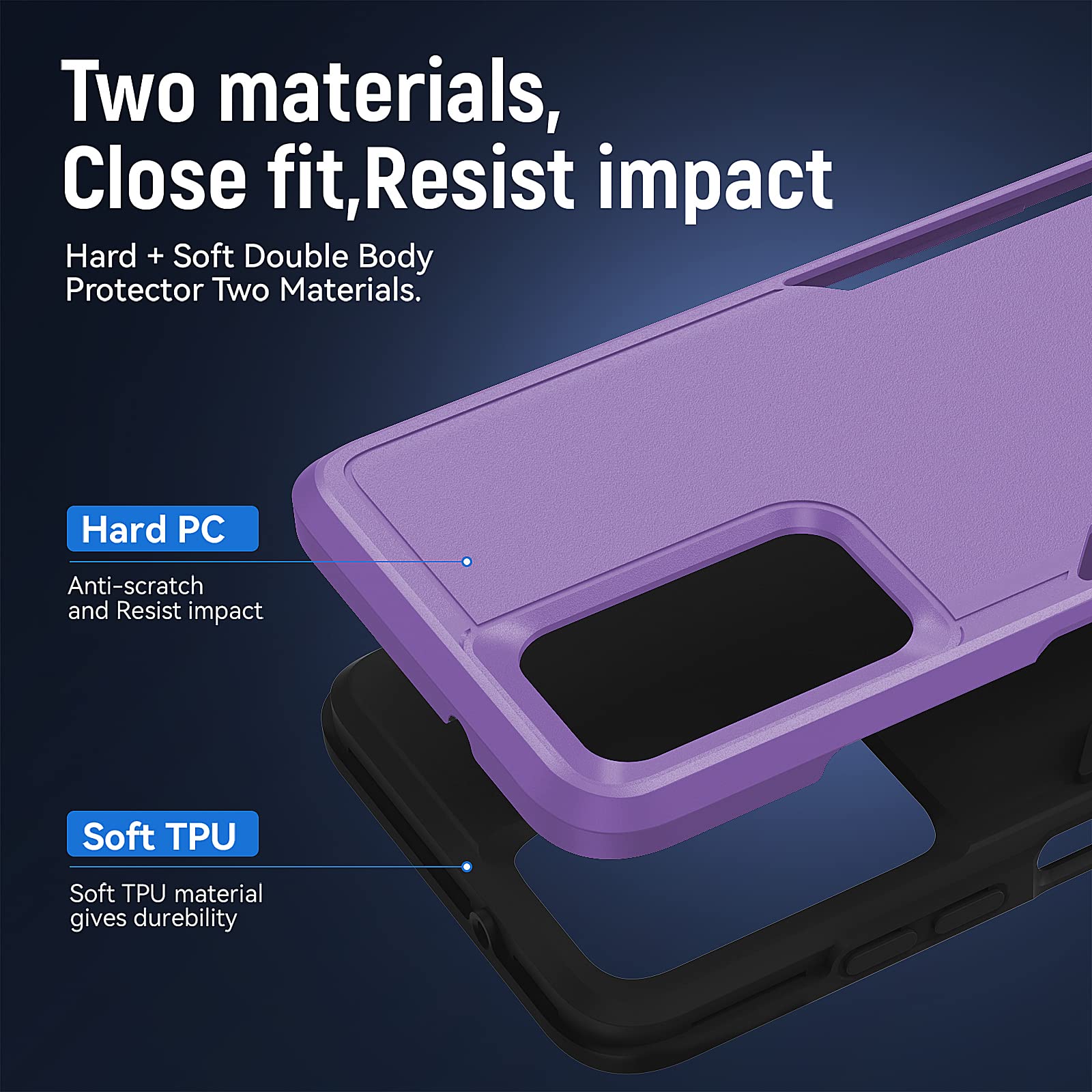 **Military-Grade Shockproof Case for Samsung Galaxy A03S with Screen Protector | Heavy-Duty Rugged Protective Cover | Drop Tested & Durable | Purple – Perfect for Outdoor, Work & Everyday Use**