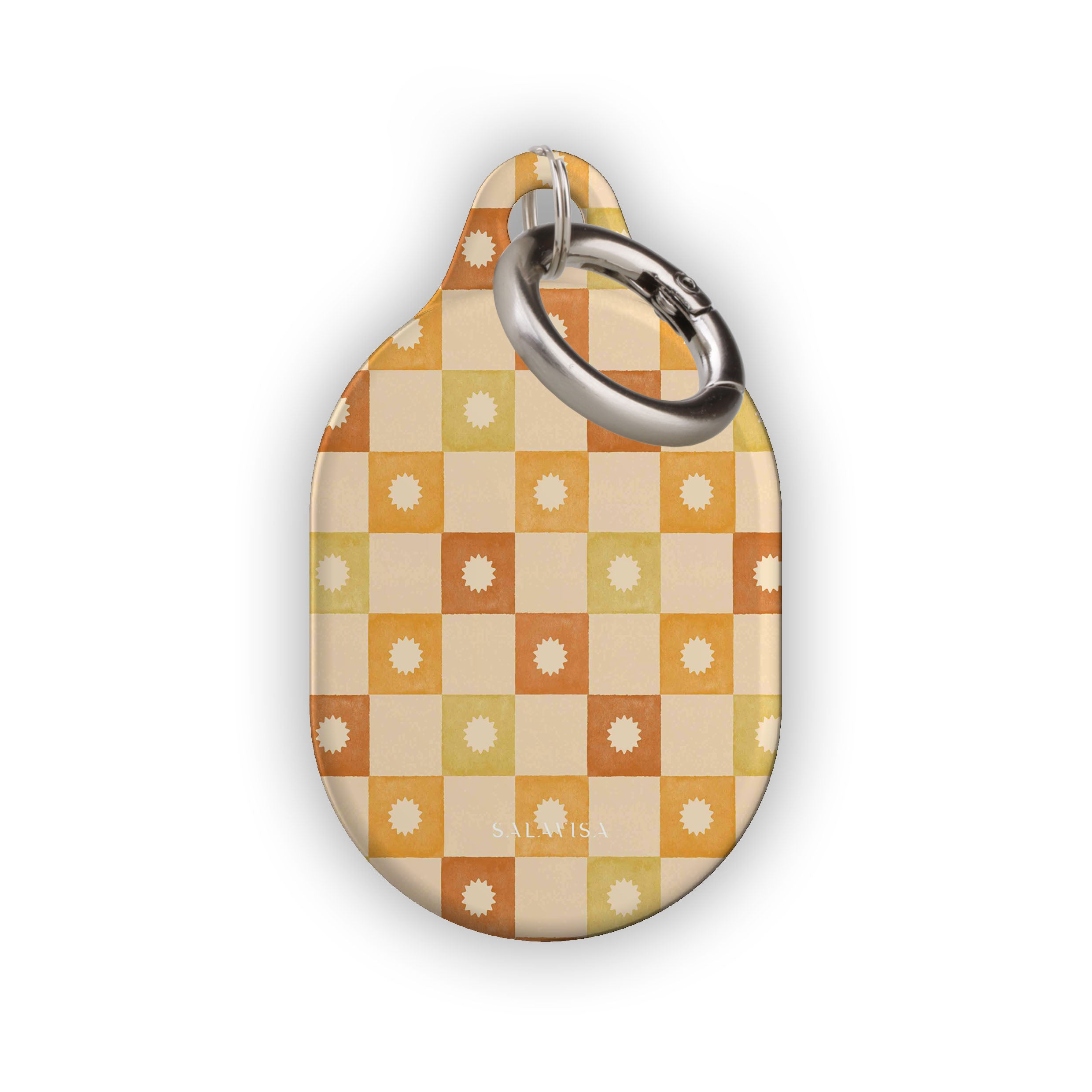 Stylish Checkered AirTag Holder - Premium Leather Keychain for Apple AirTag - Perfect for Keys, Wallets & Bags Tracking