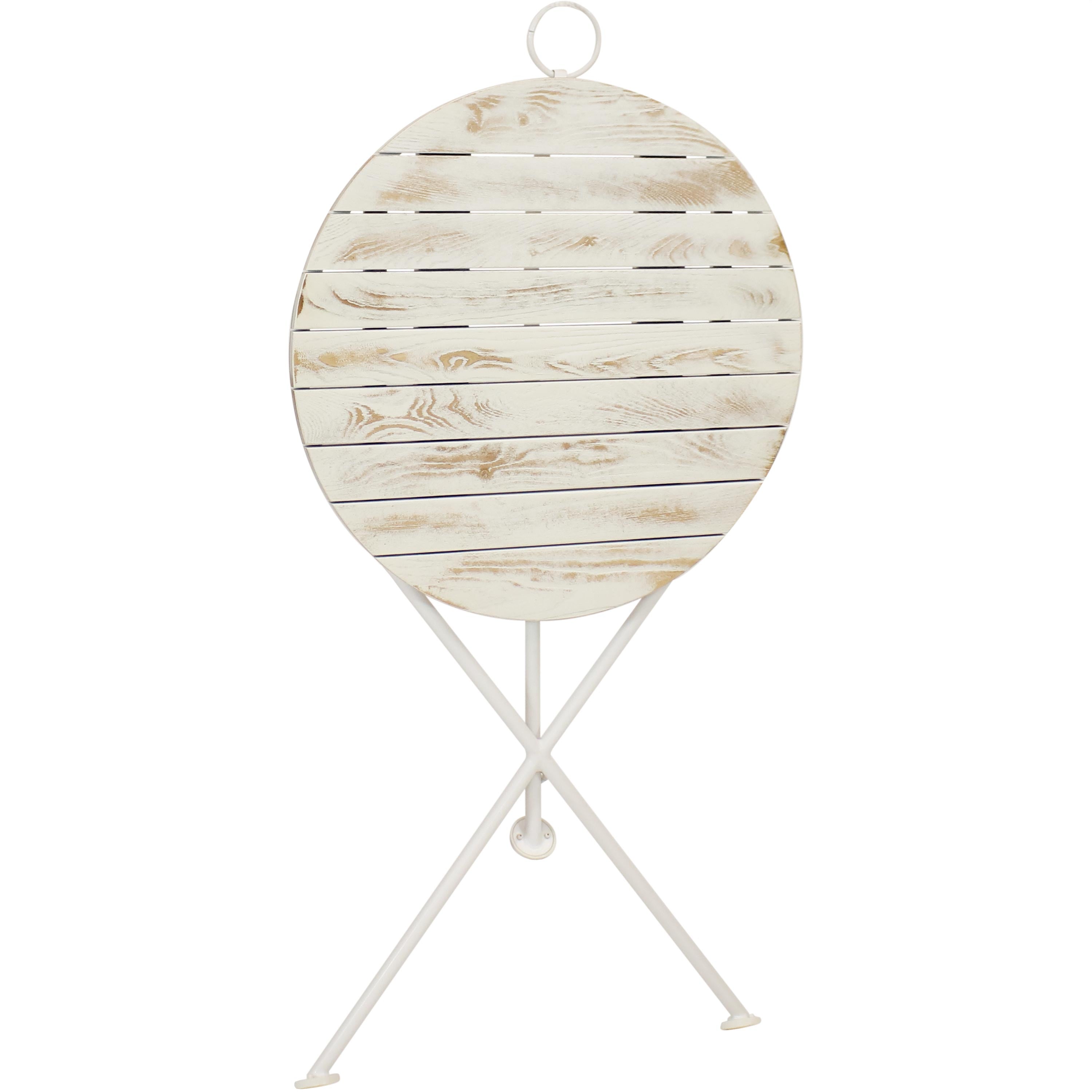 Sunnydaze French Country European Chestnut White Bistro Table - 28 Inch Round Outdoor Dining Set for Patio, Garden, Cafe & Restaurant Use