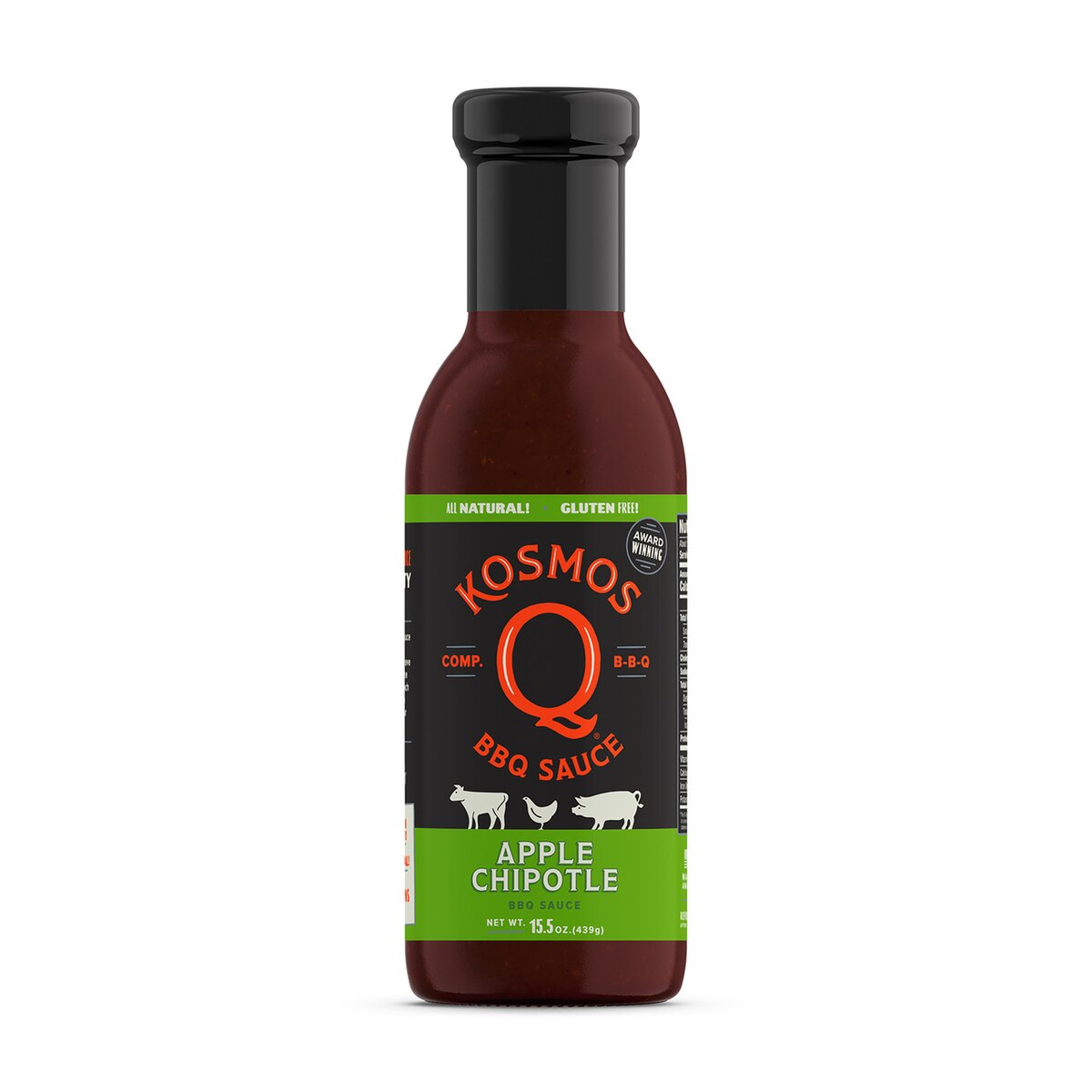 Kosmos Q Apple Chipotle BBQ Sauce - Sweet & Smoky Flavor for Grilling, Smoking & Glazing Meats - Perfect for Ribs, Chicken & Pulled Pork