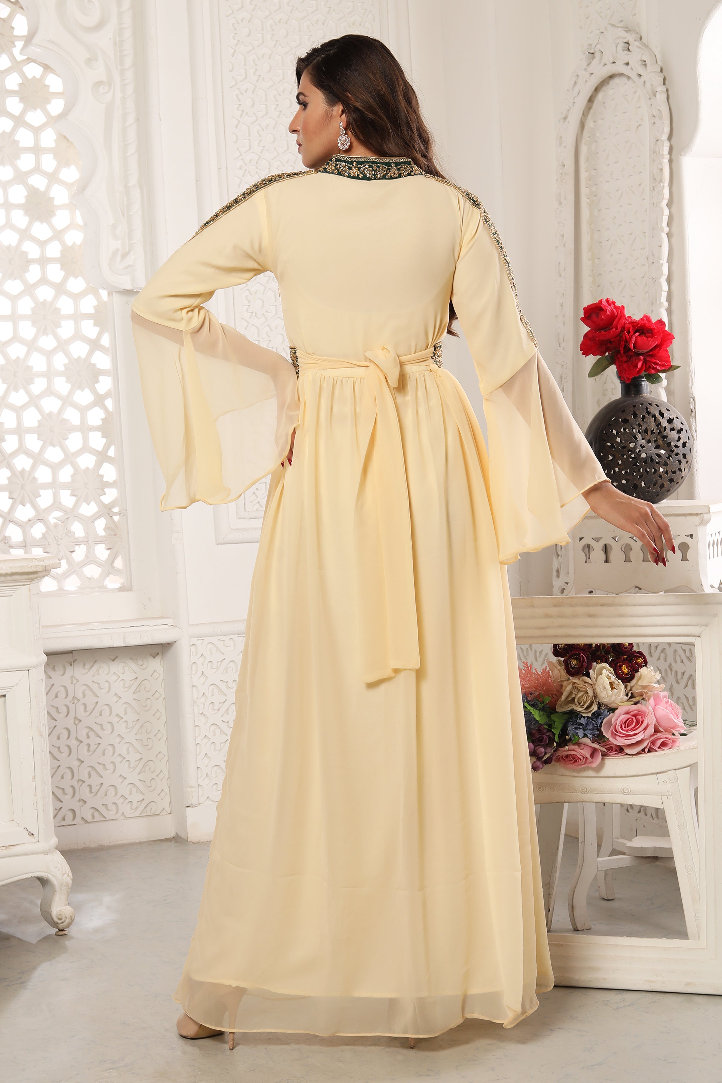 Elegant Designer Kaftan Khaleeji Thobe Caftan with Bell Sleeves - Perfect for Eid, Weddings & Special Occasions